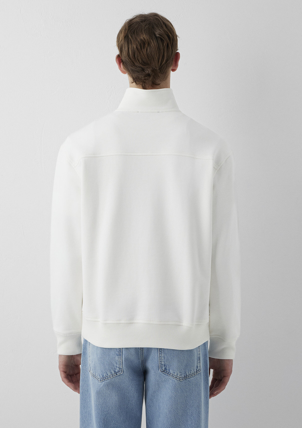 Mavi Patch Nakışlı Yarı Fermuarlı Ekru Sweatshirt görsel 5