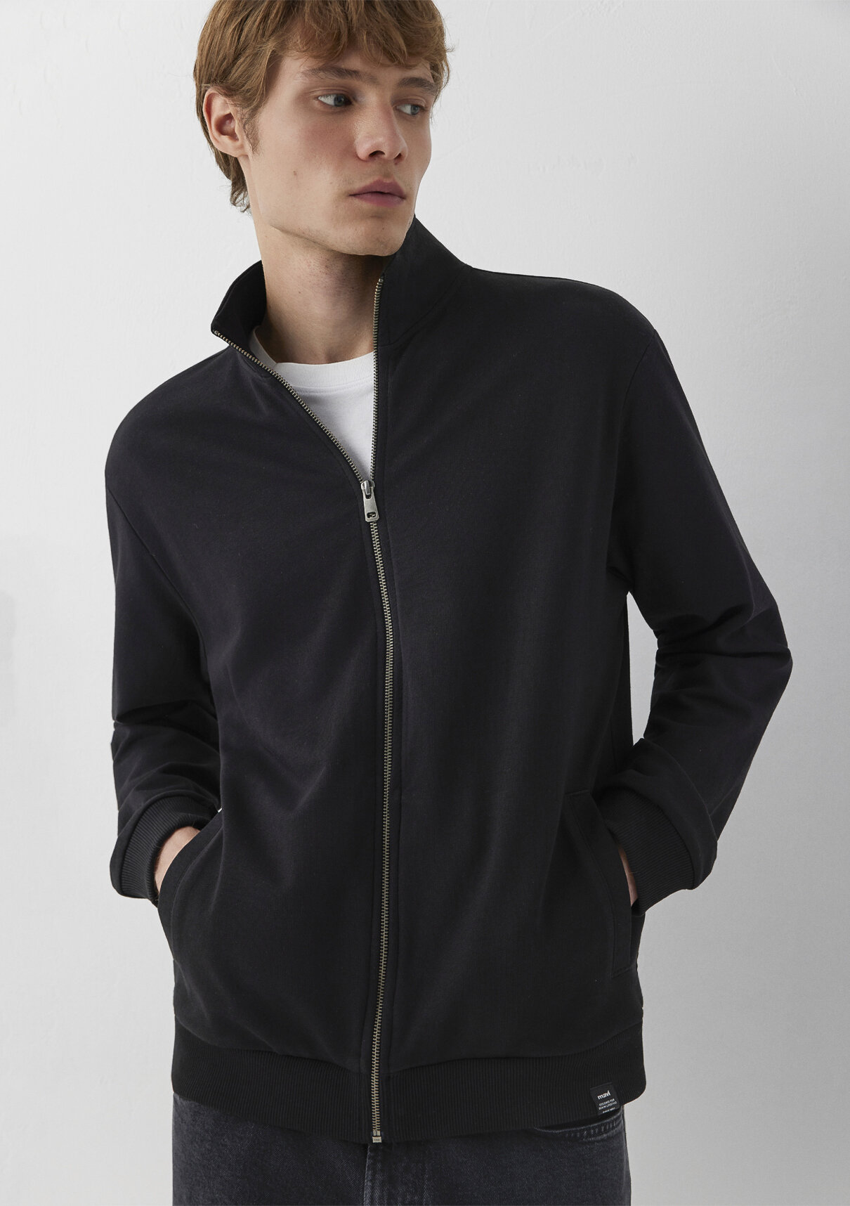 Mavi Fermuarlı Siyah Basic Sweatshirt