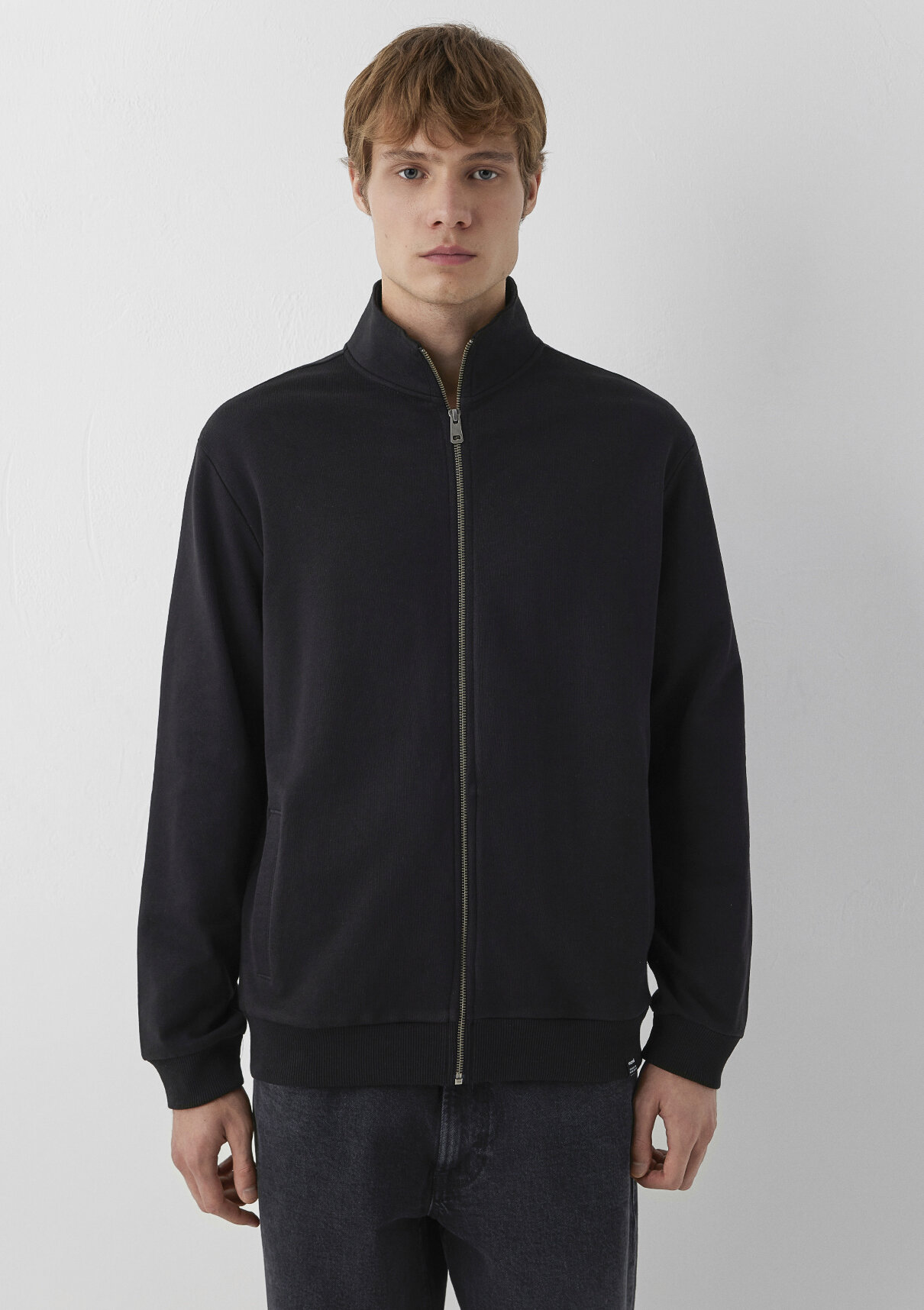 Mavi Fermuarlı Siyah Basic Sweatshirt görsel 2