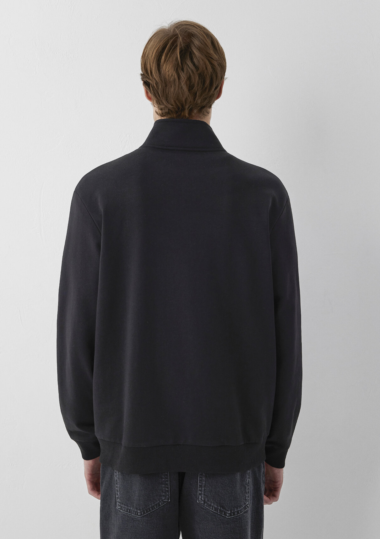 Mavi Fermuarlı Siyah Basic Sweatshirt görsel 4