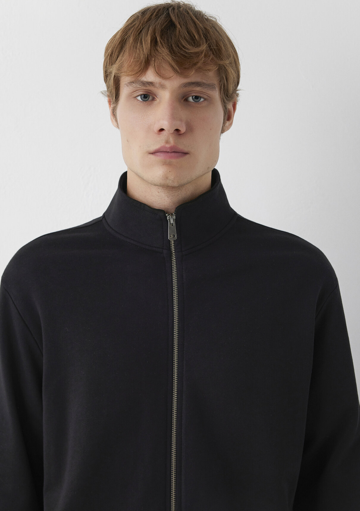 Mavi Fermuarlı Siyah Basic Sweatshirt görsel 5