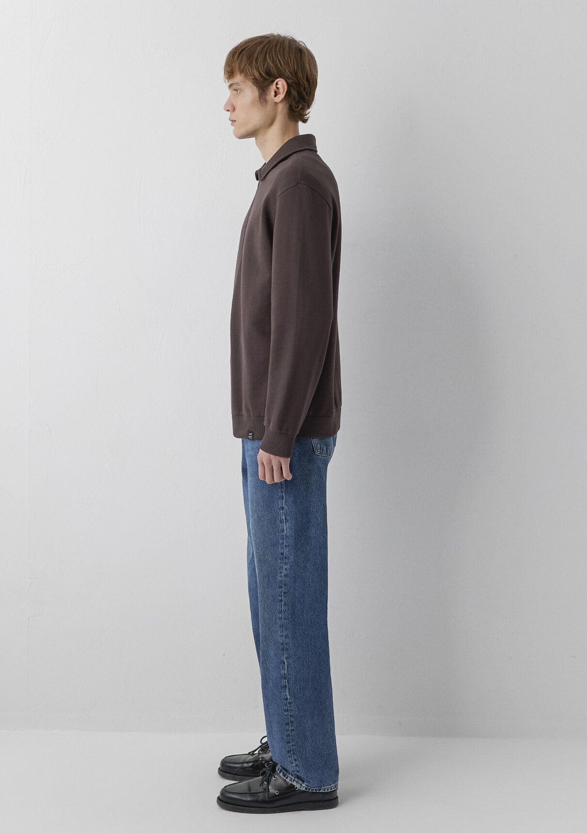 Mavi Yarı Fermuarlı Kahverengi Polo Sweatshirt görsel 4