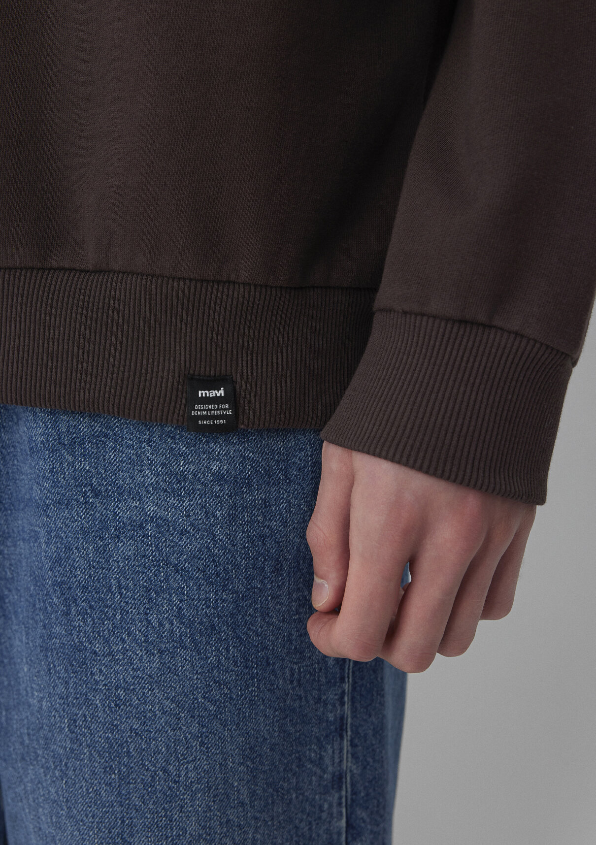 Mavi Yarı Fermuarlı Kahverengi Polo Sweatshirt görsel 7