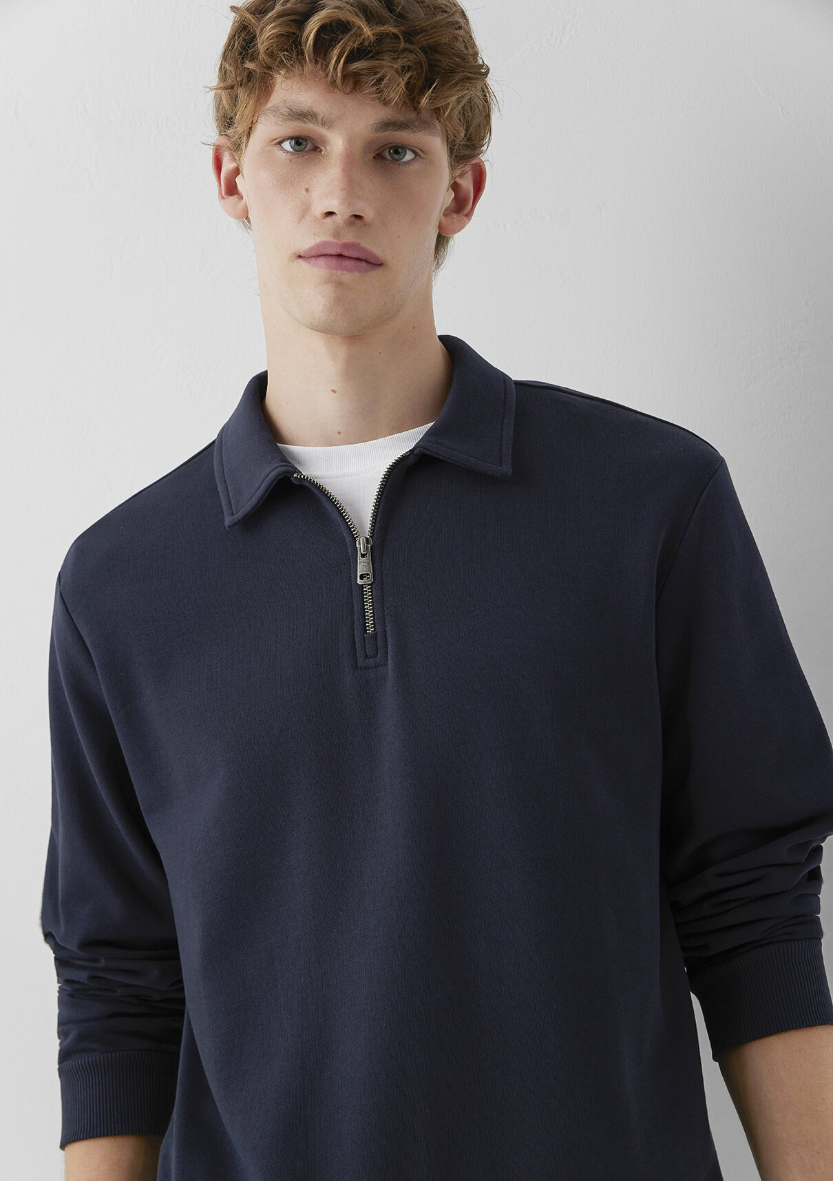 Mavi Yarı Fermuarlı Lacivert Polo Sweatshirt