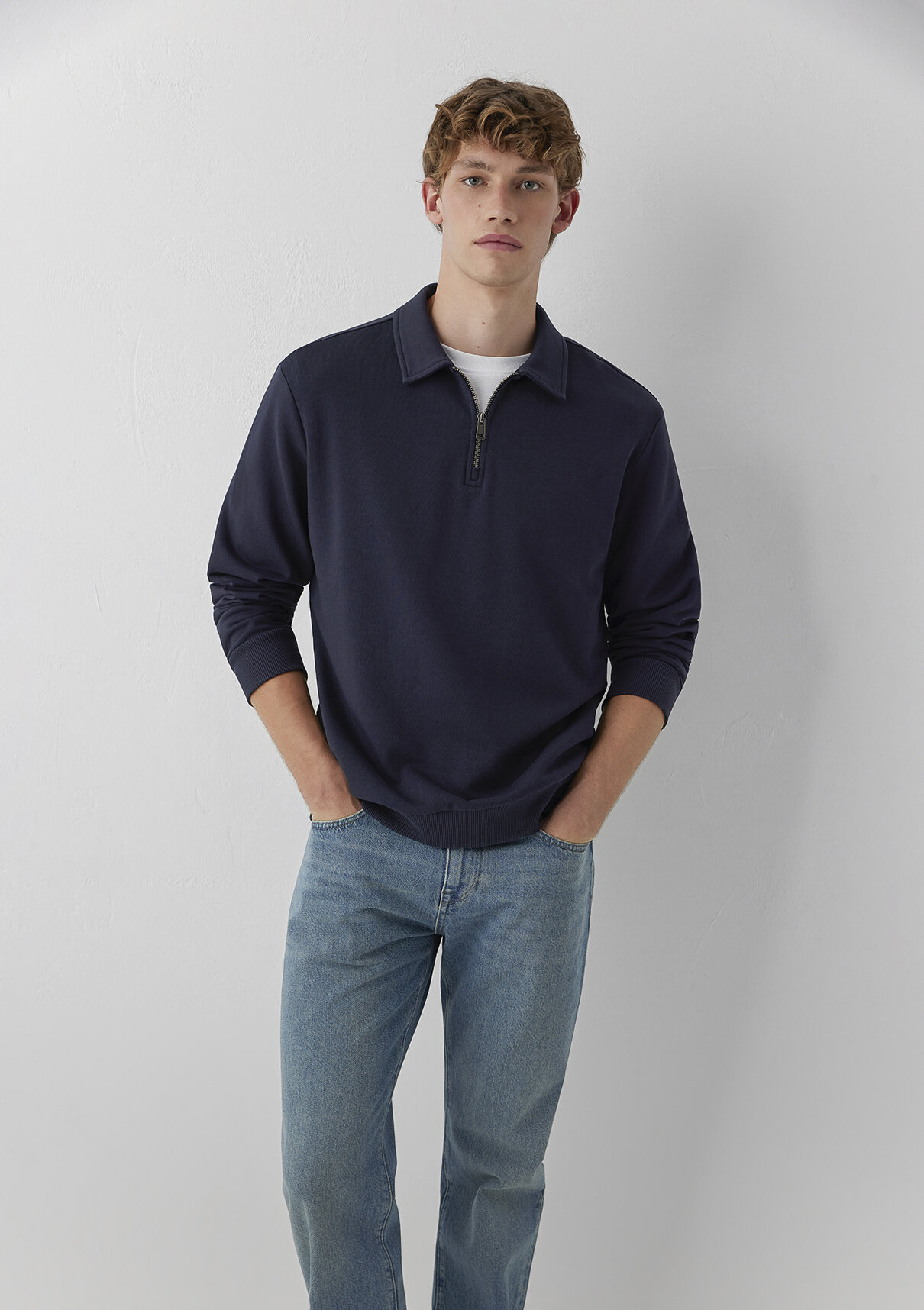 Mavi Yarı Fermuarlı Lacivert Polo Sweatshirt görsel 2