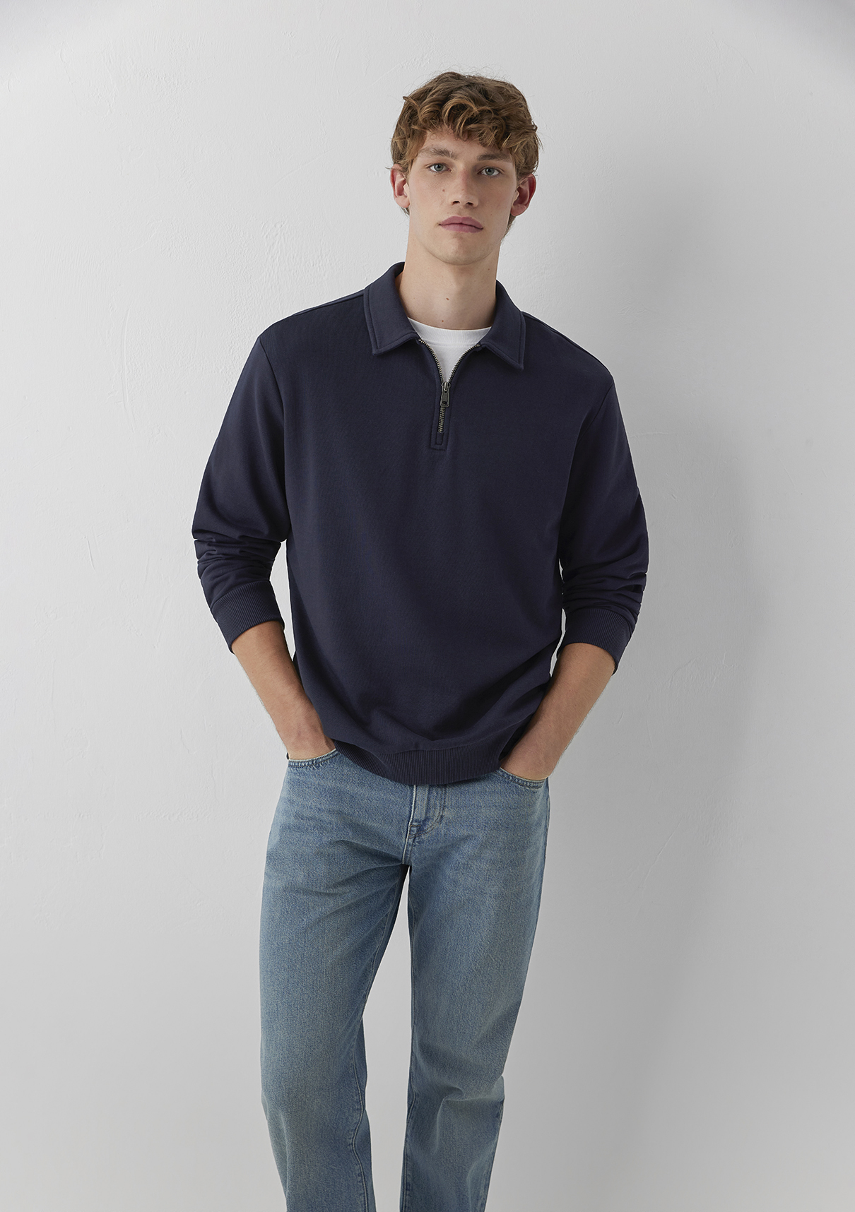 Mavi Yarı Fermuarlı Lacivert Polo Sweatshirt görsel 2