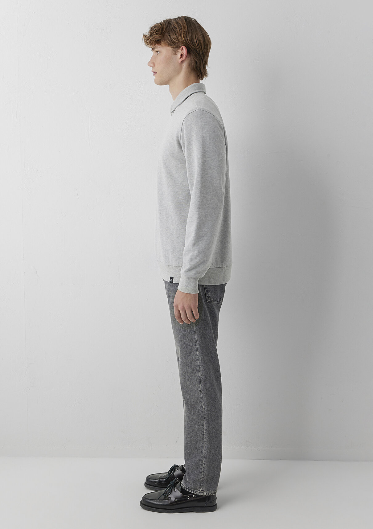 Mavi Yarı Fermuarlı Gri Polo Sweatshirt görsel 4