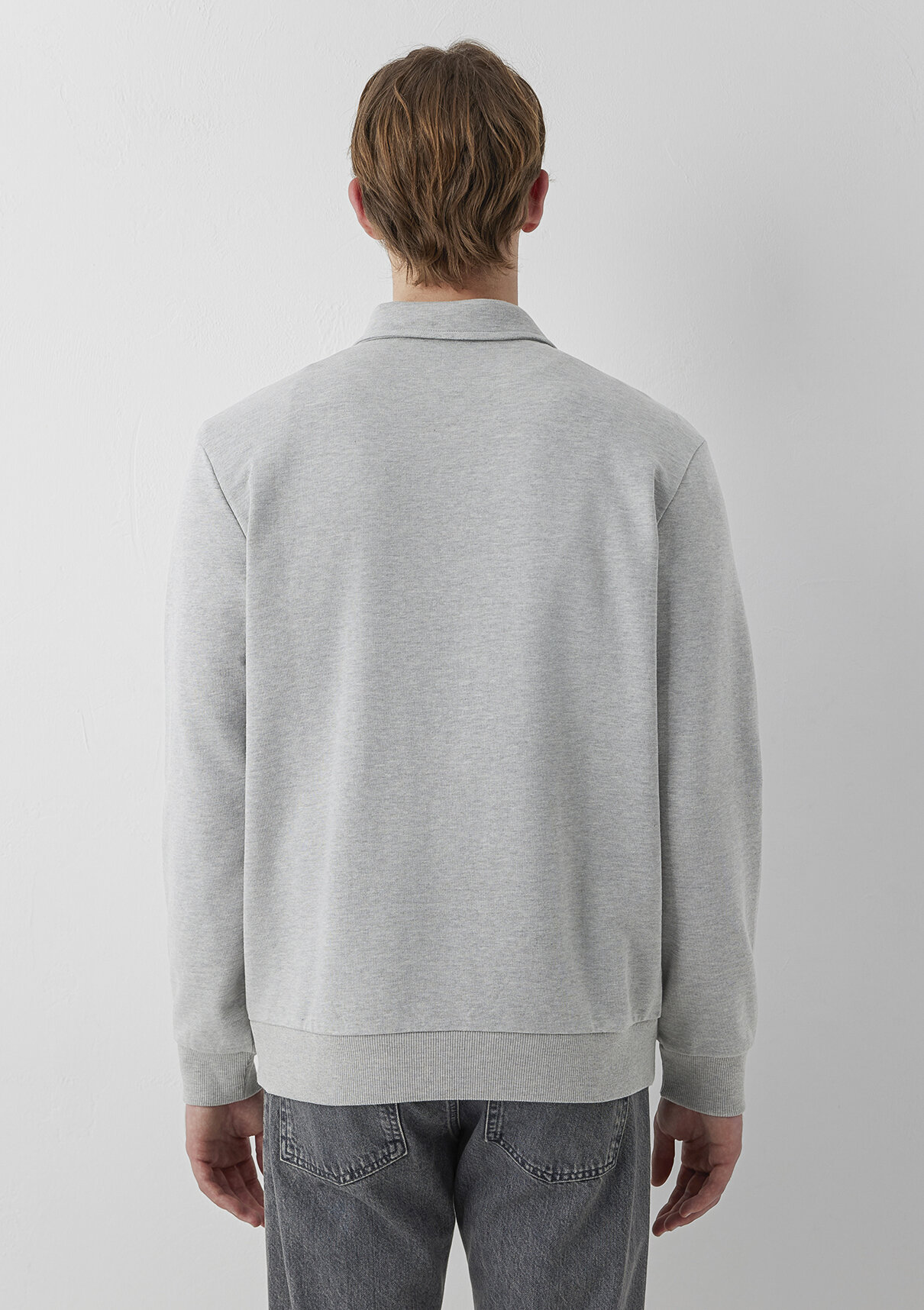Mavi Yarı Fermuarlı Gri Polo Sweatshirt görsel 5