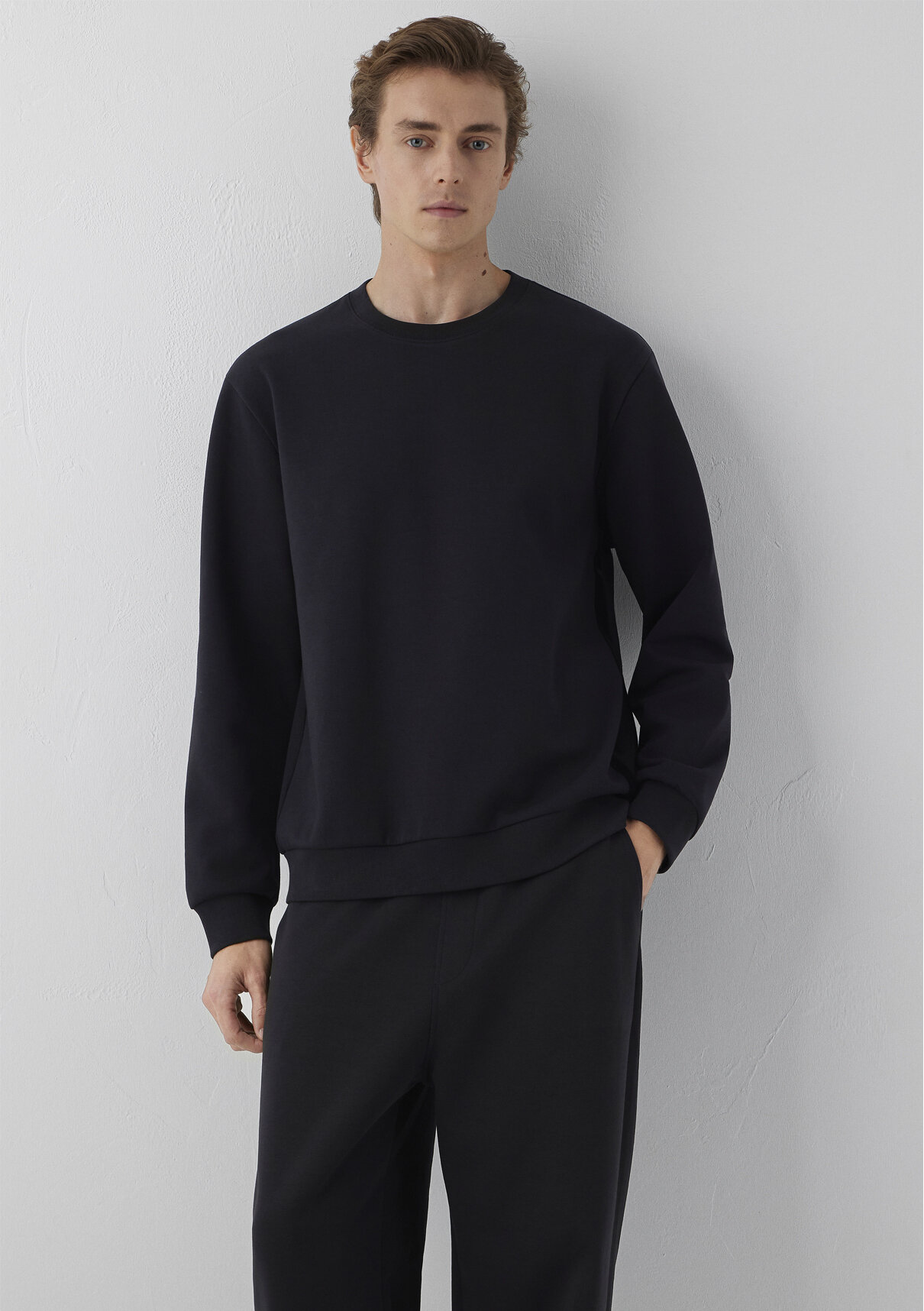 Mavi Siyah Basic Sweatshirt görsel 2