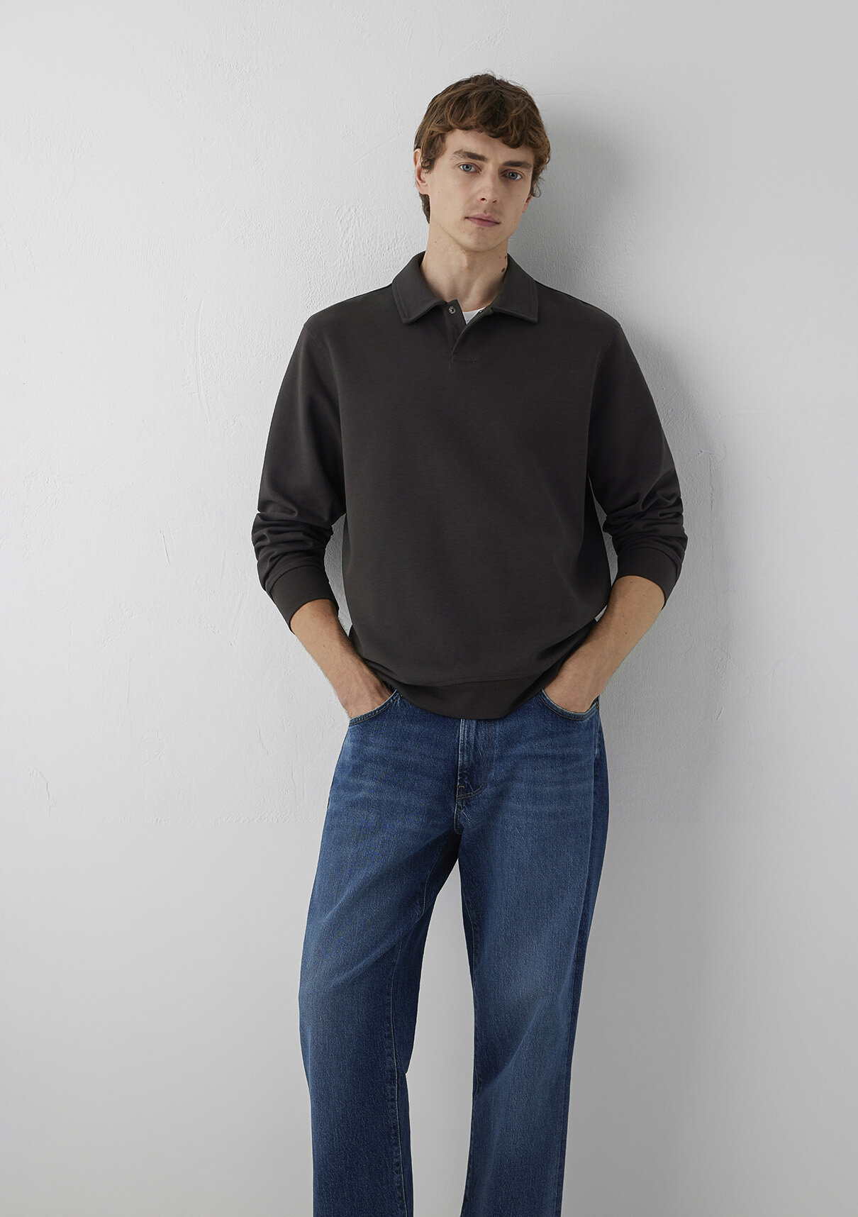 Mavi Kahverengi Polo Sweatshirt görsel 2