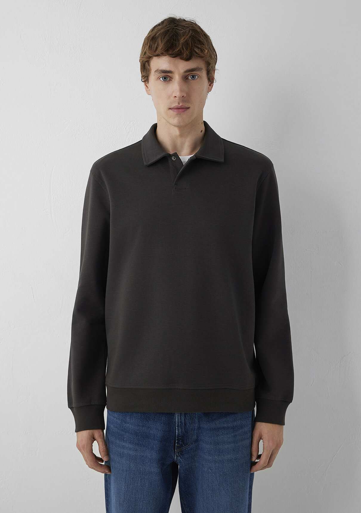 Mavi Kahverengi Polo Sweatshirt görsel 3
