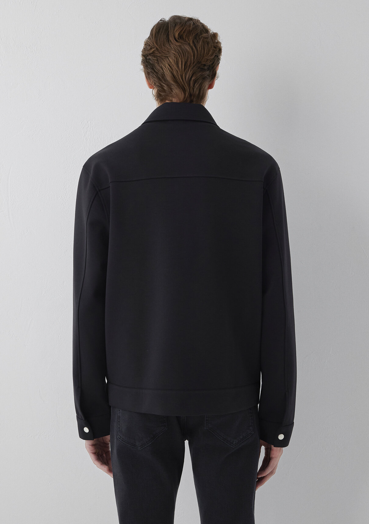 Mavi Düğmeli Siyah Sweatshirt görsel 5