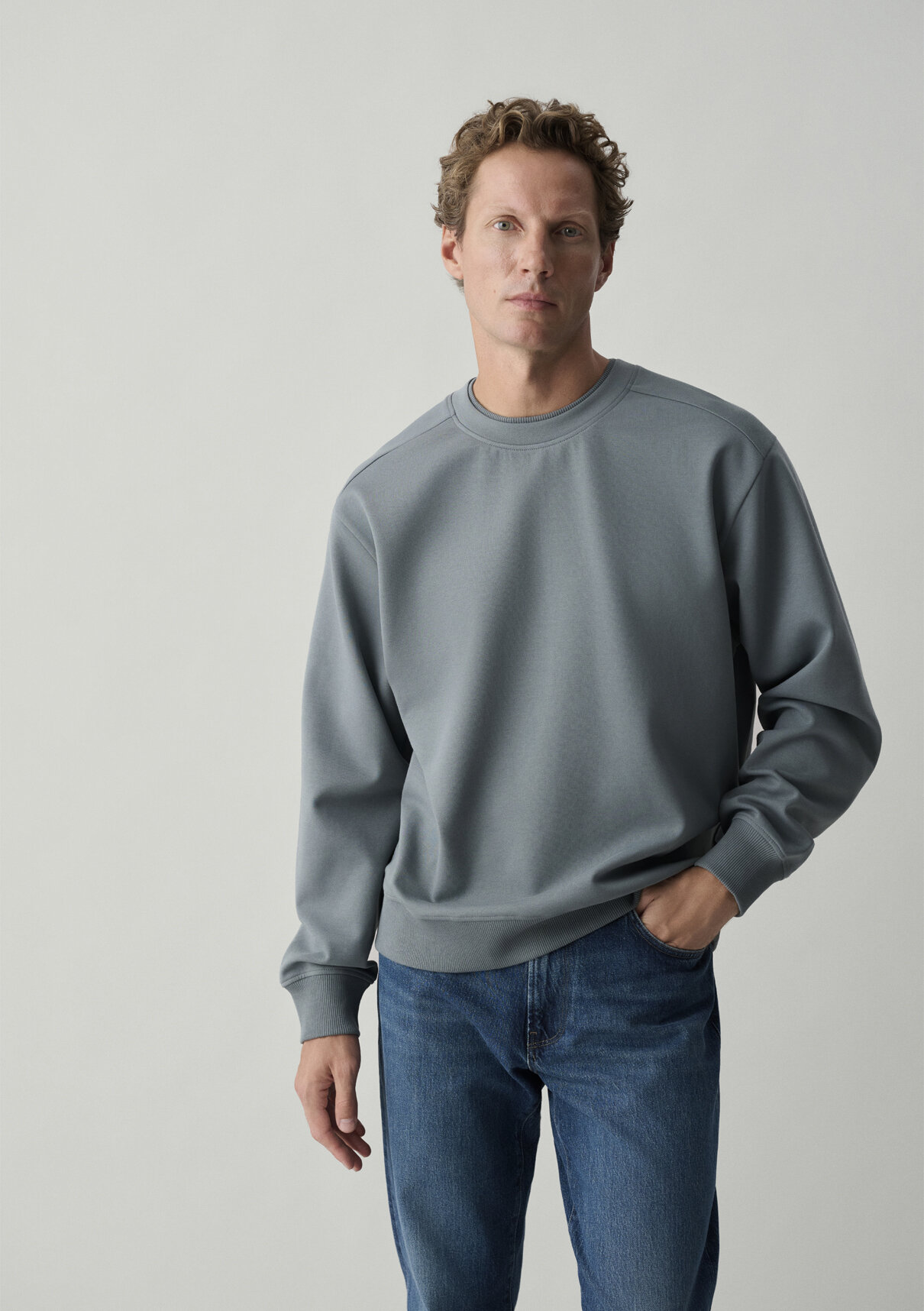 Mavi Gri Basic Sweatshirt görsel 2