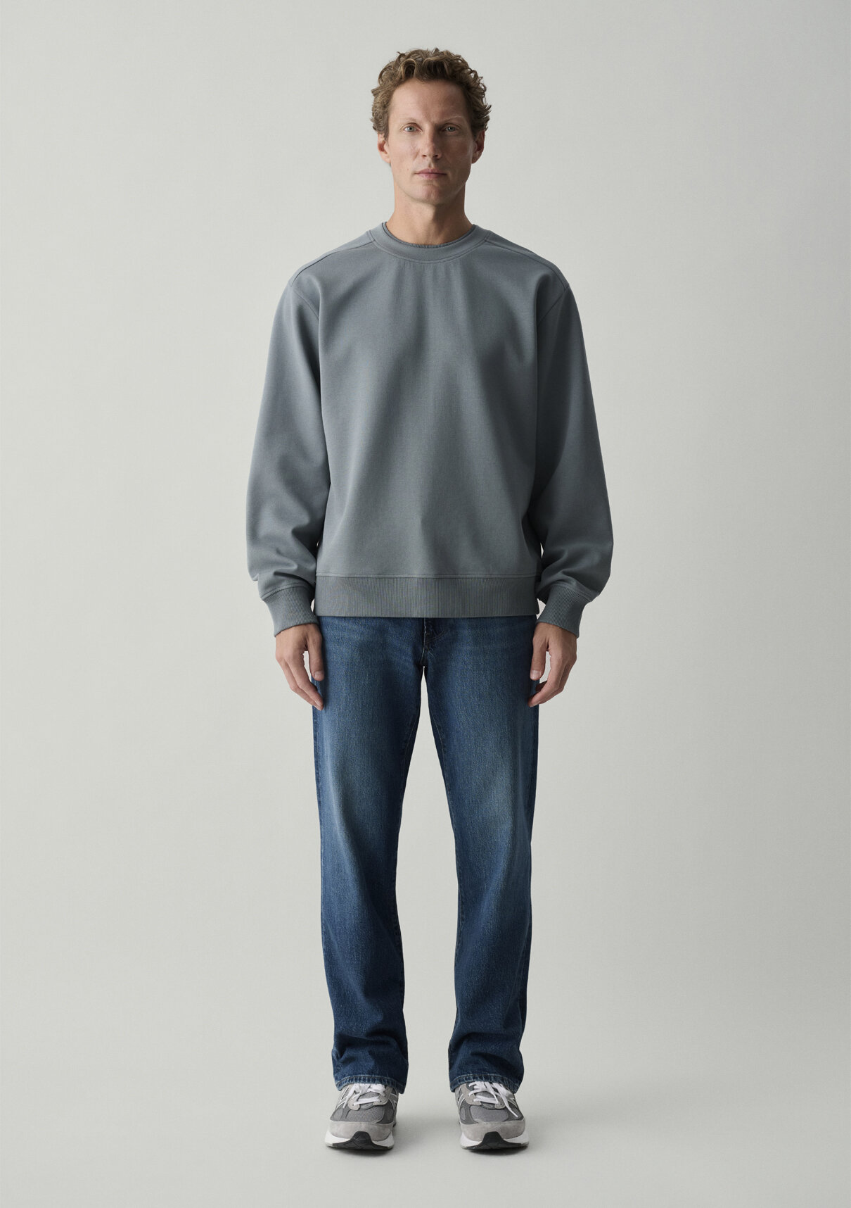Mavi Gri Basic Sweatshirt görsel 4