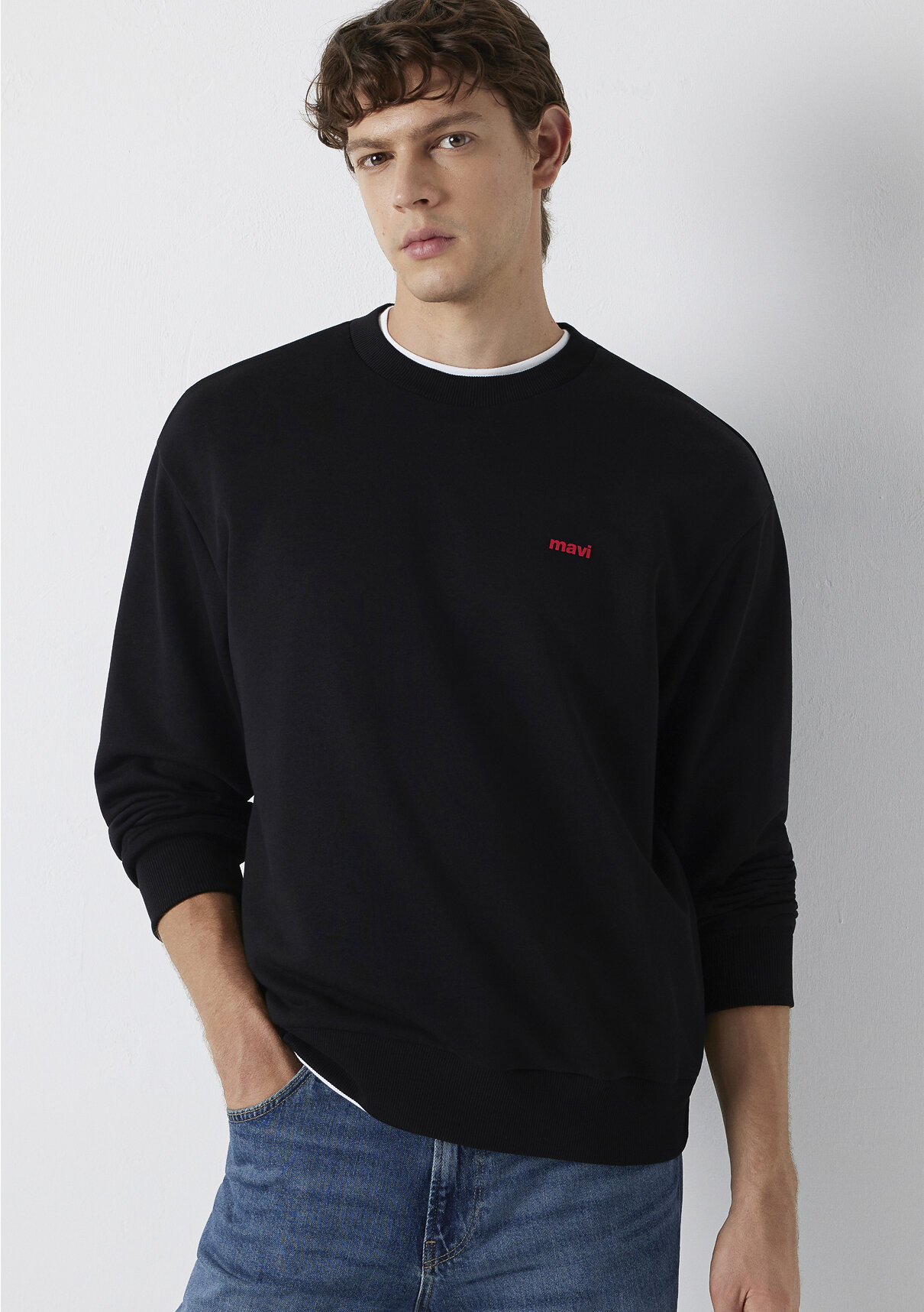 Mavi Logo Siyah Basic Sweatshirt
