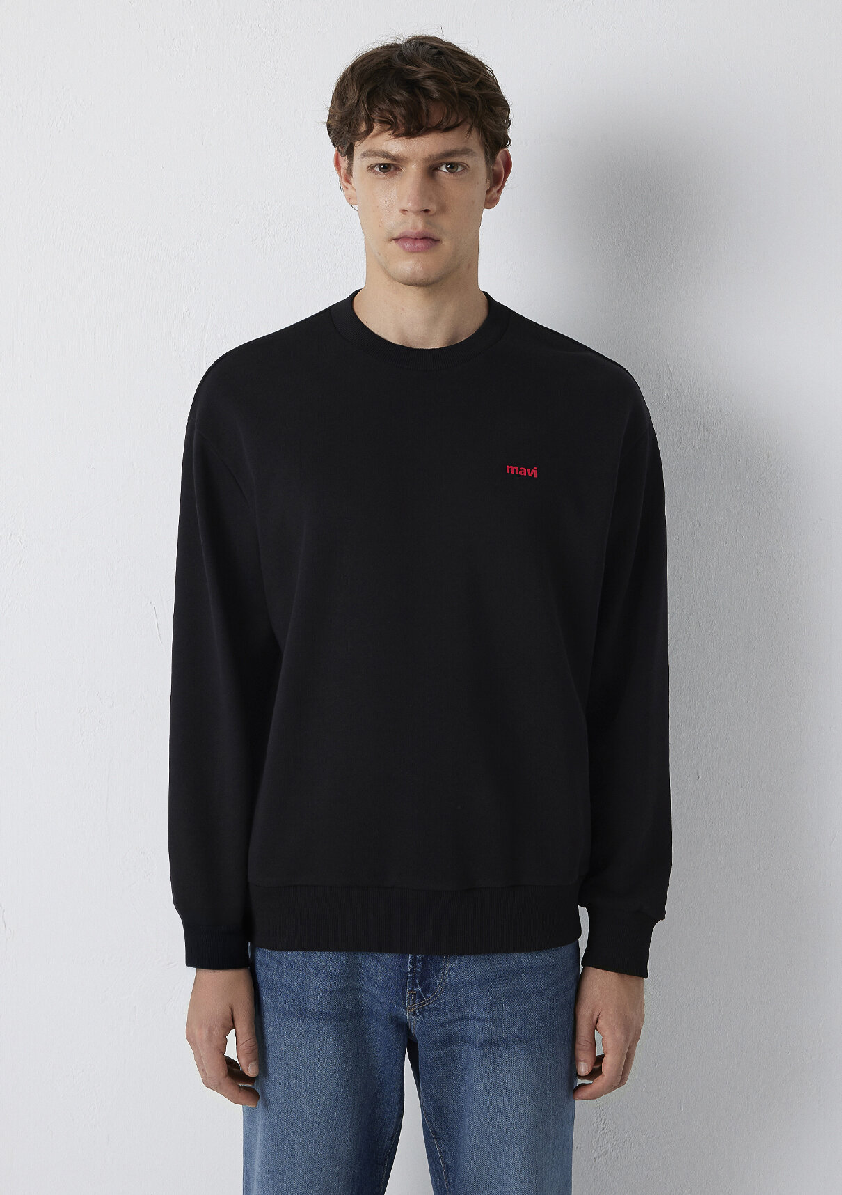 Mavi Logo Siyah Basic Sweatshirt görsel 3