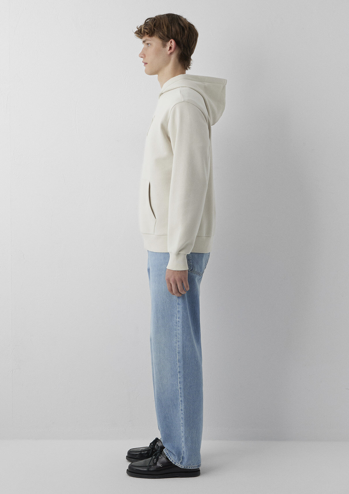 Mavi Logo Baskılı Kapüşonlu Bej Sweatshirt görsel 4