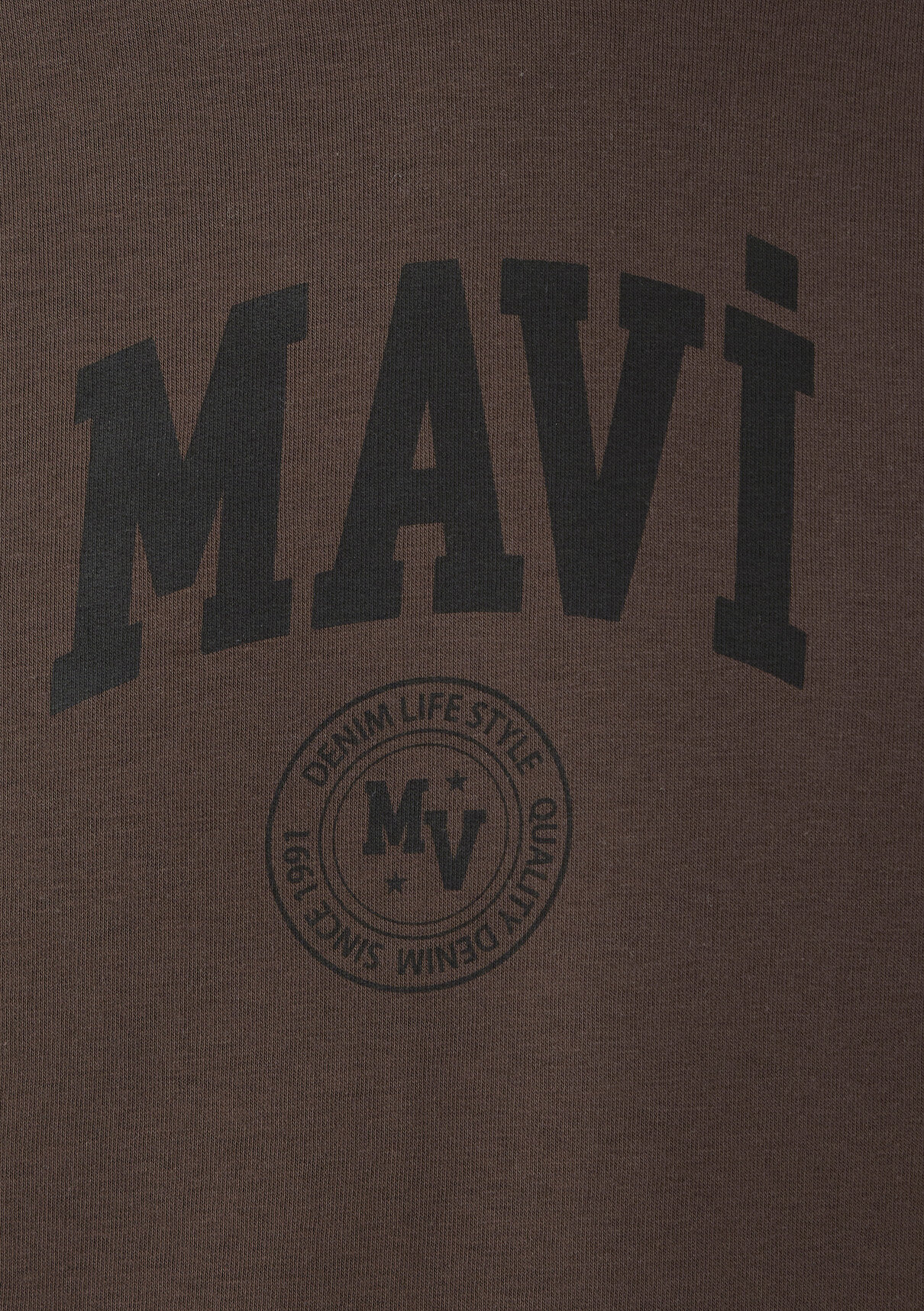Mavi Logo Baskılı Kapüşonlu Kahverengi Sweatshirt görsel 7