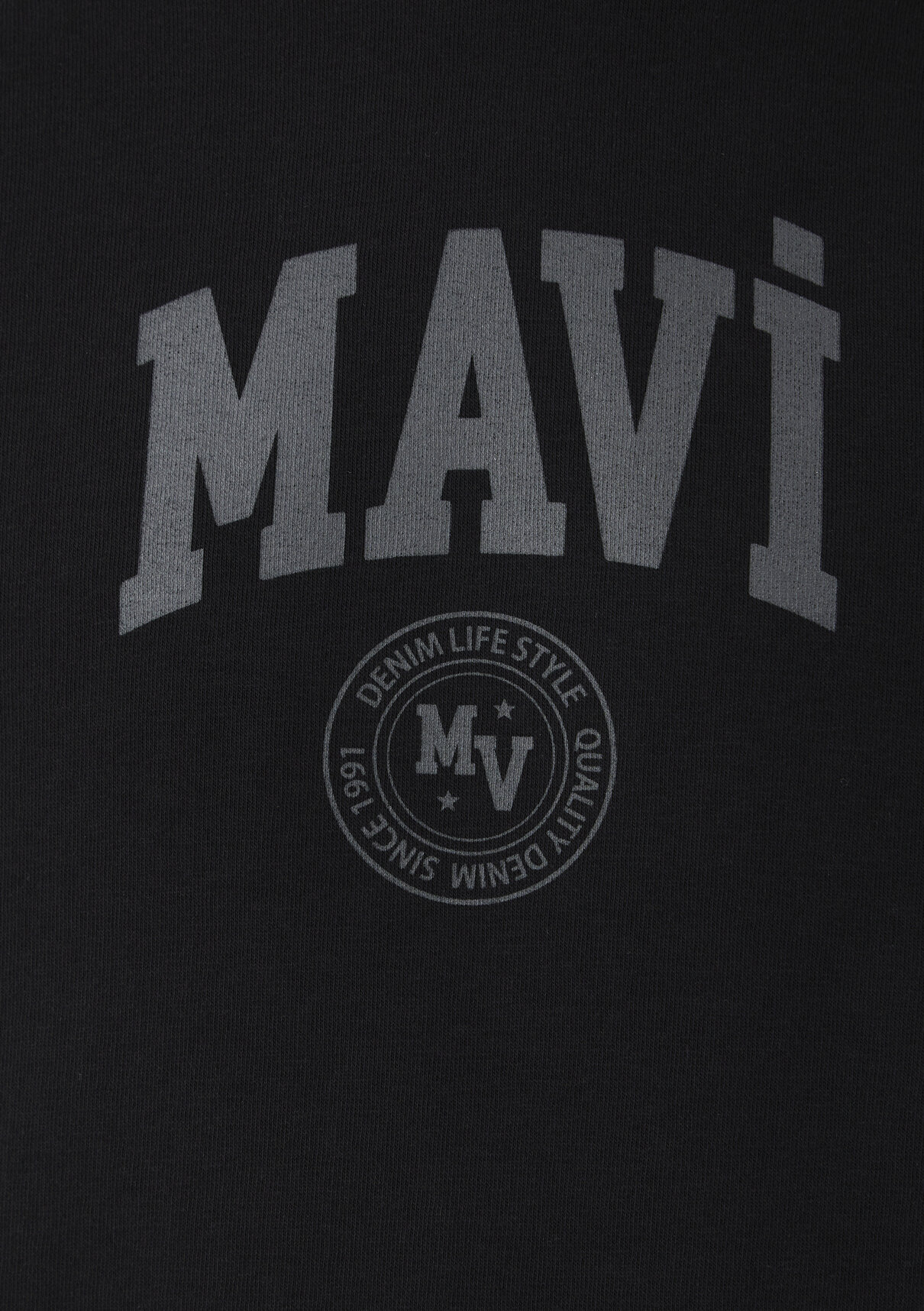 Mavi Logo Baskılı Kapüşonlu Siyah Sweatshirt görsel 8