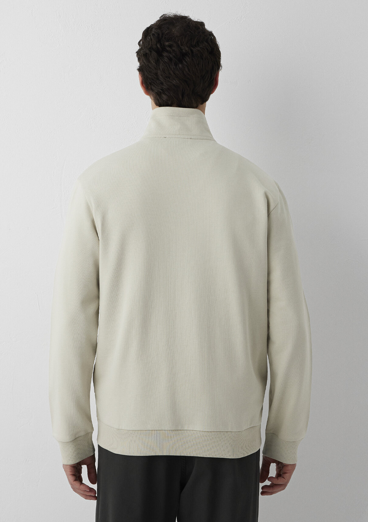 Mavi Fermuarlı Bej Sweatshirt görsel 5