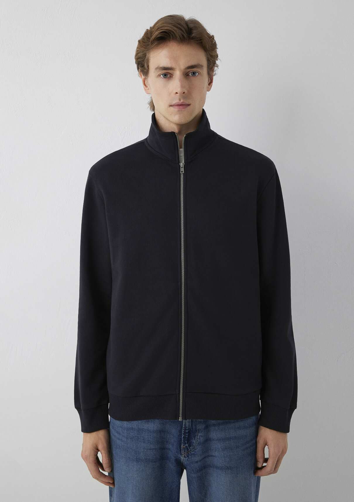 Mavi Fermuarlı Siyah Sweatshirt görsel 3