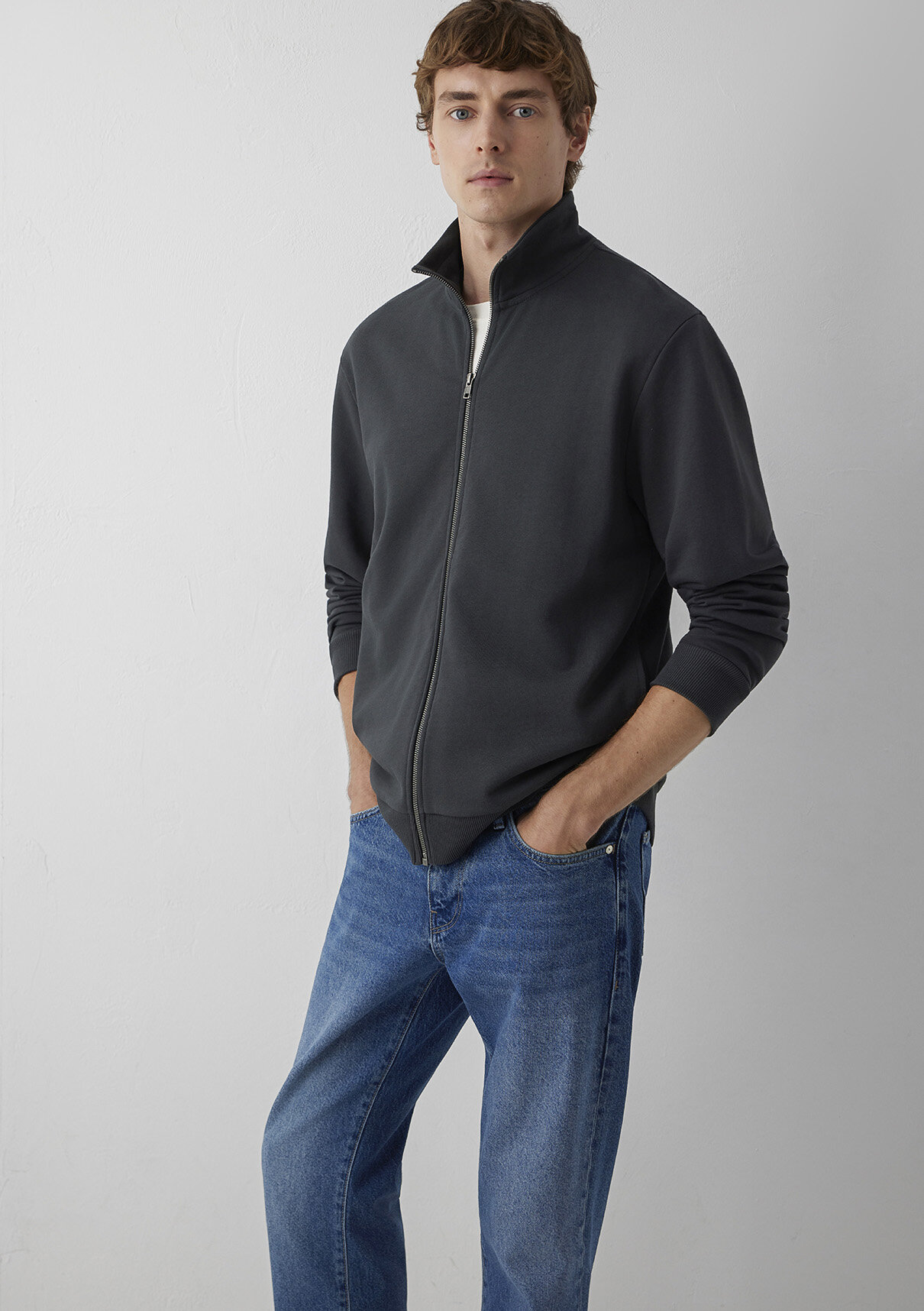 Mavi Fermuarlı Antrasit Sweatshirt