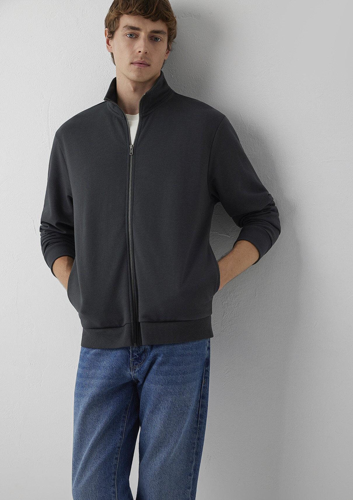 Mavi Fermuarlı Antrasit Sweatshirt görsel 2