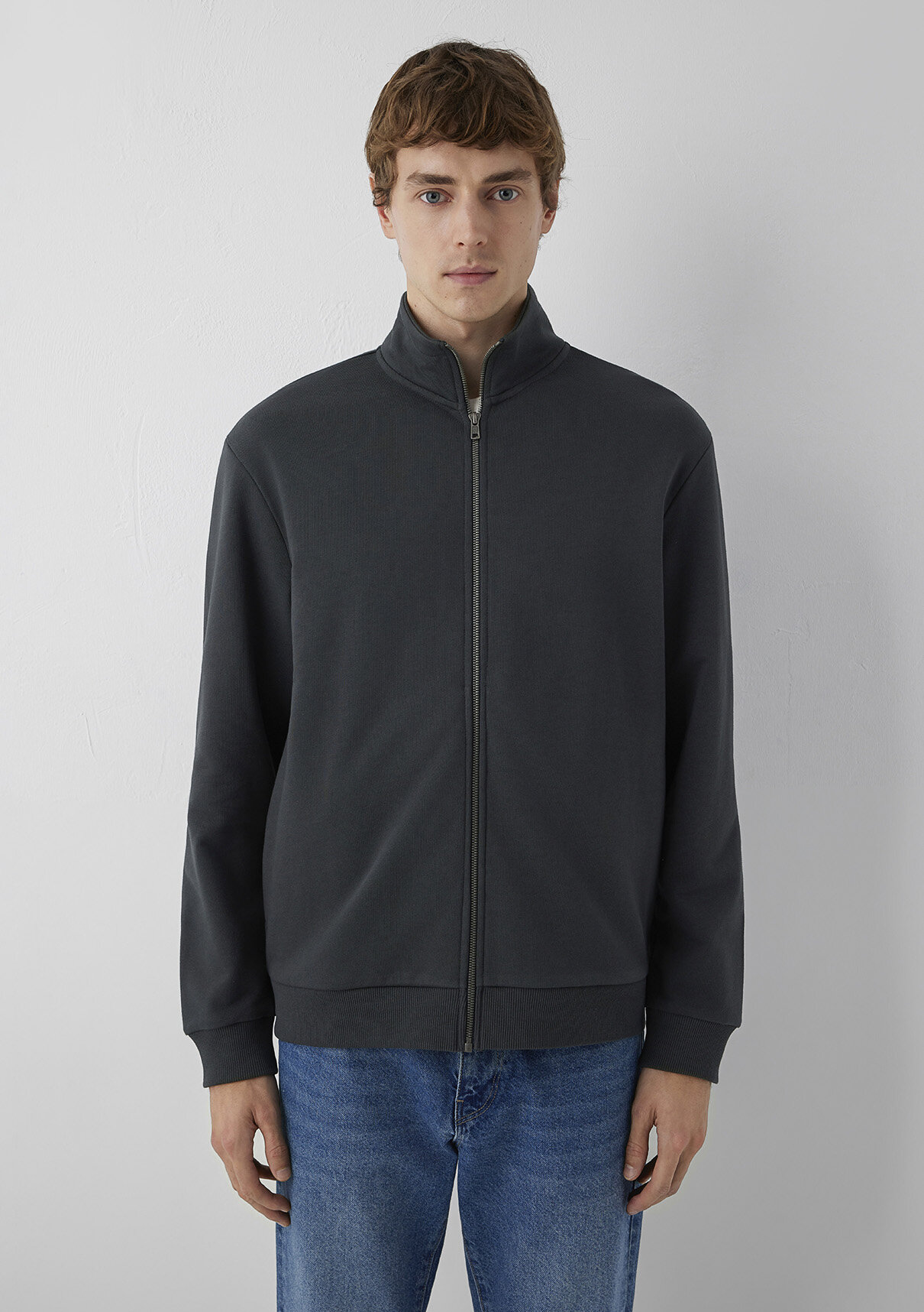 Mavi Fermuarlı Antrasit Sweatshirt görsel 3