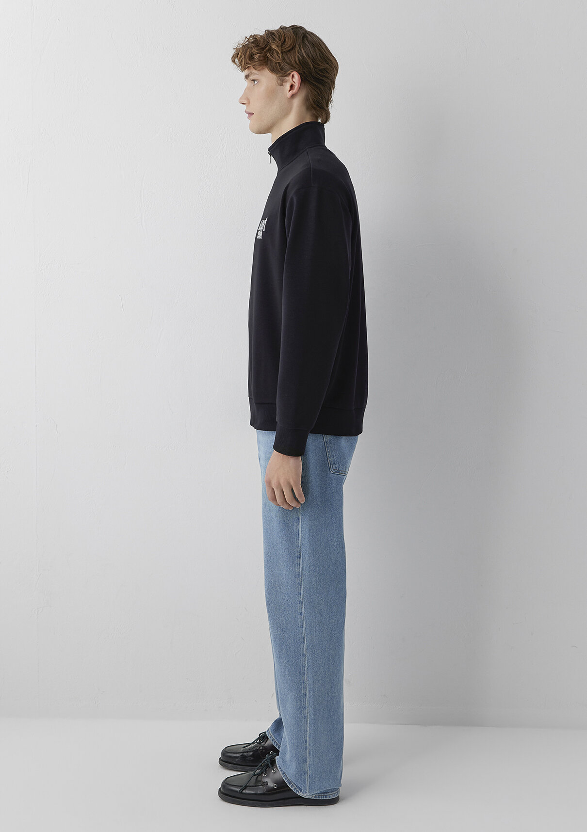Mavi Logo Baskılı Fermuarlı Siyah Sweatshirt görsel 4