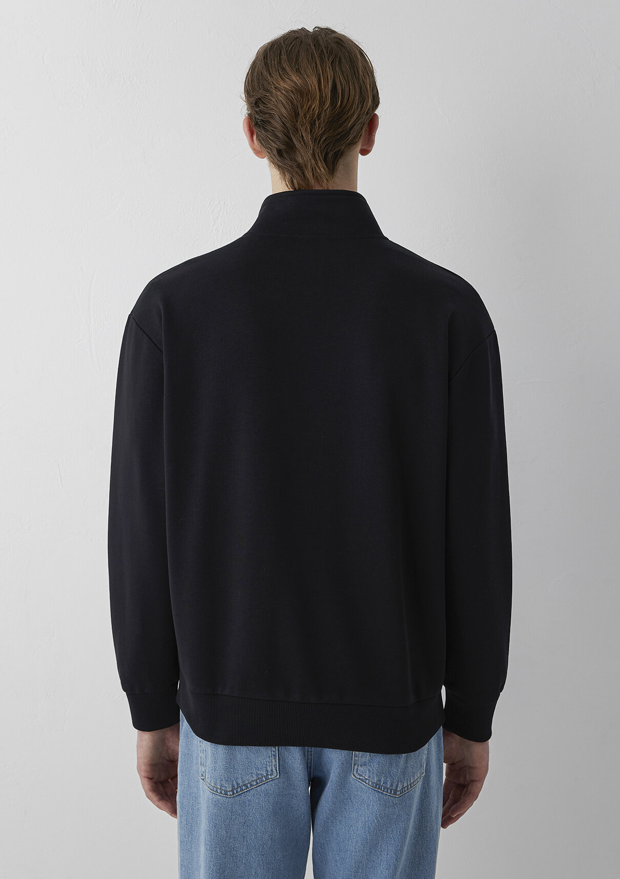 Mavi Logo Baskılı Fermuarlı Siyah Sweatshirt görsel 5