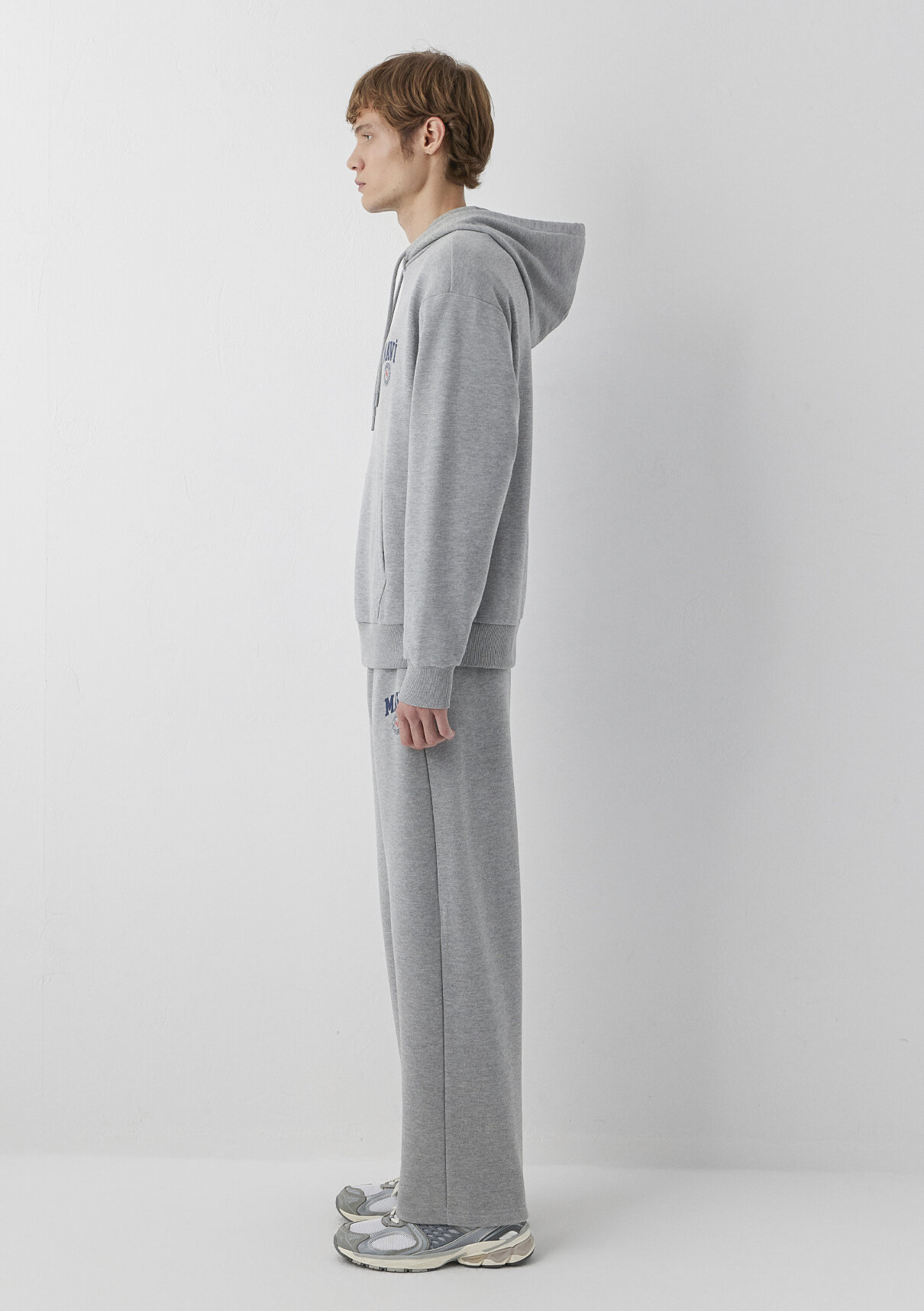 Mavi Logo Baskılı Kapüşonlu Gri Sweatshirt görsel 4