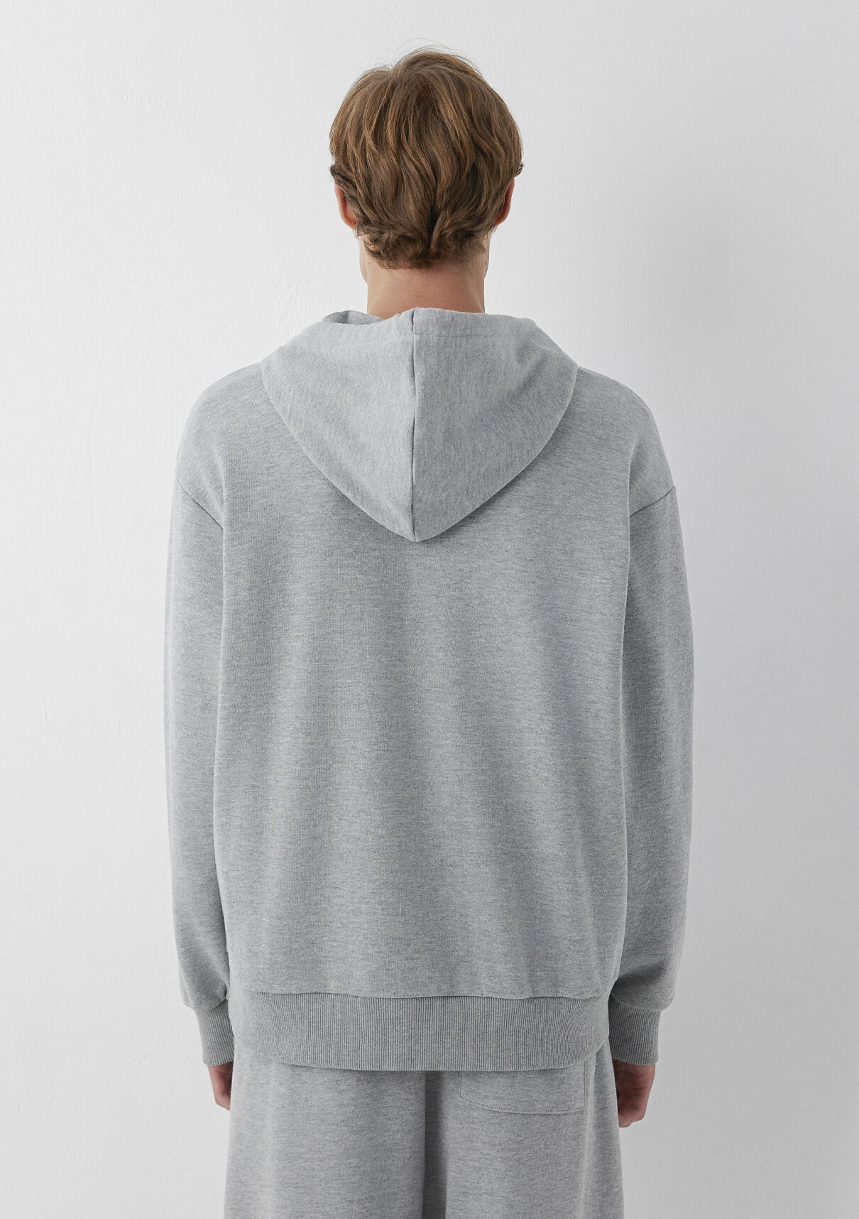 Mavi Logo Baskılı Kapüşonlu Gri Sweatshirt görsel 5