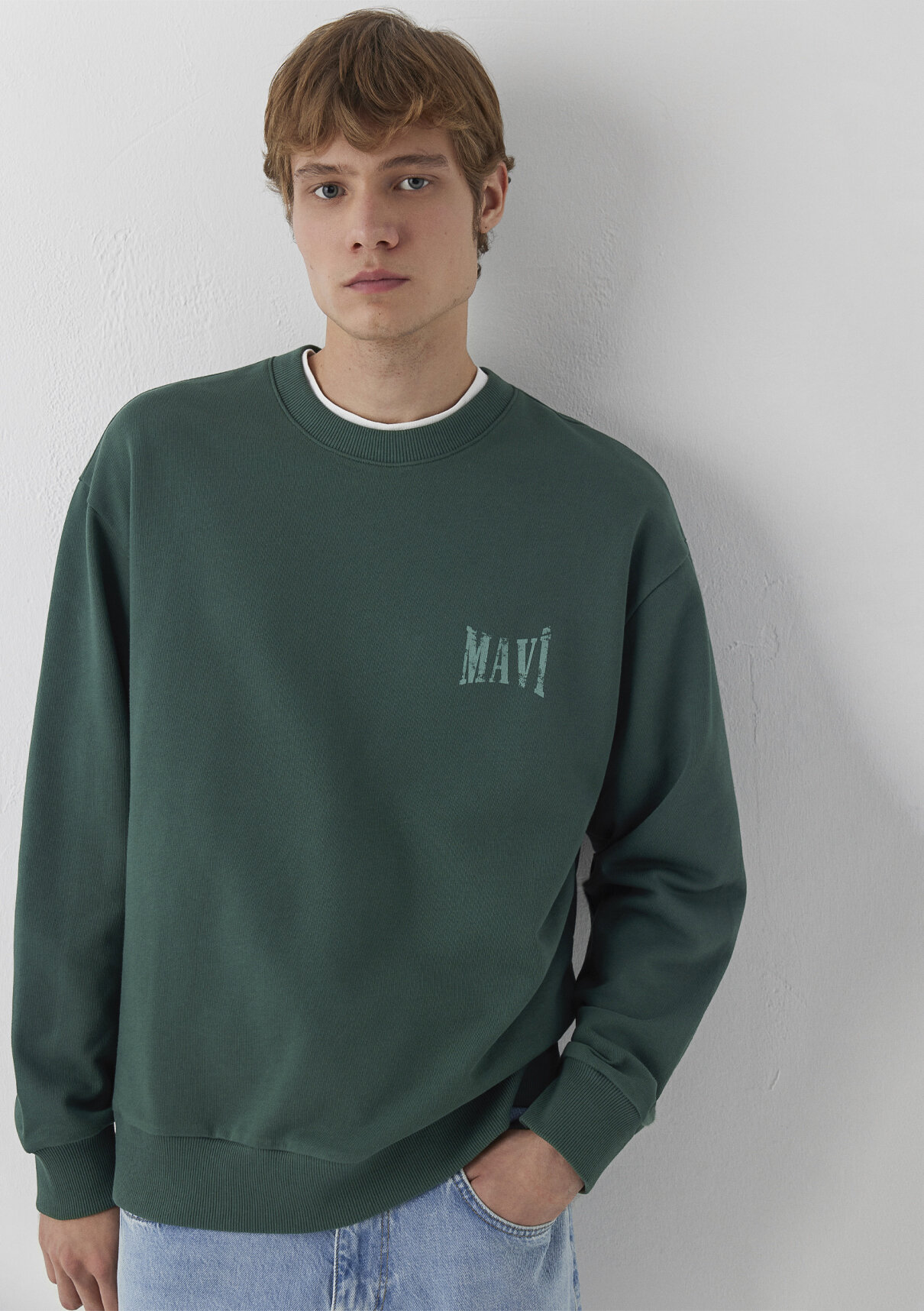 Mavi Logo Yeşil Sweatshirt