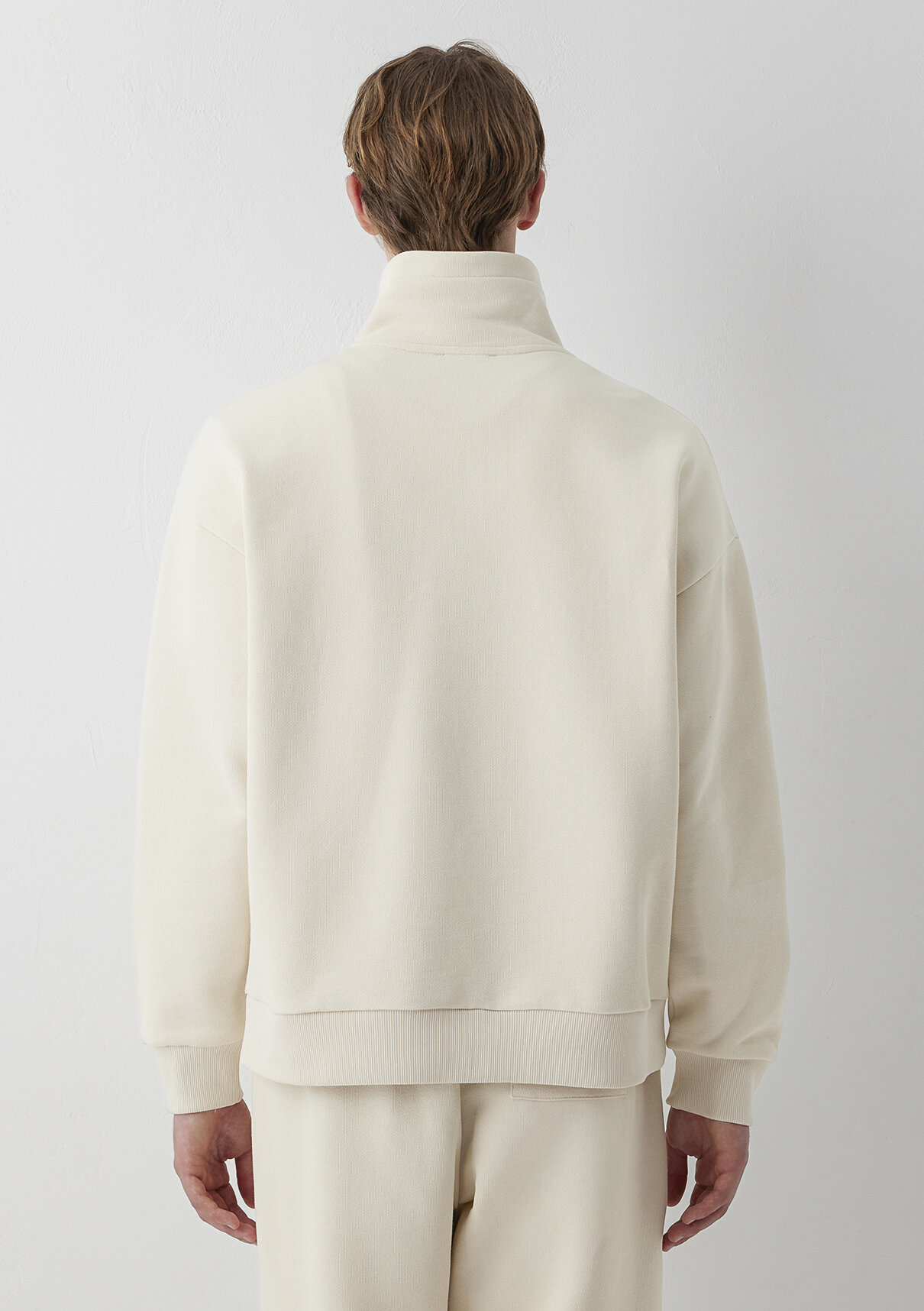 Mavi Logo Baskılı Yarı Fermuarlı Bej Sweatshirt görsel 5