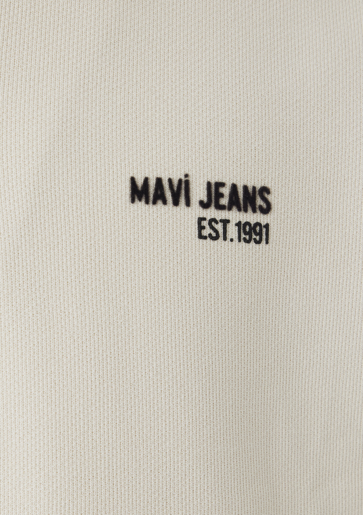 Mavi Logo Baskılı Yarı Fermuarlı Bej Sweatshirt görsel 7
