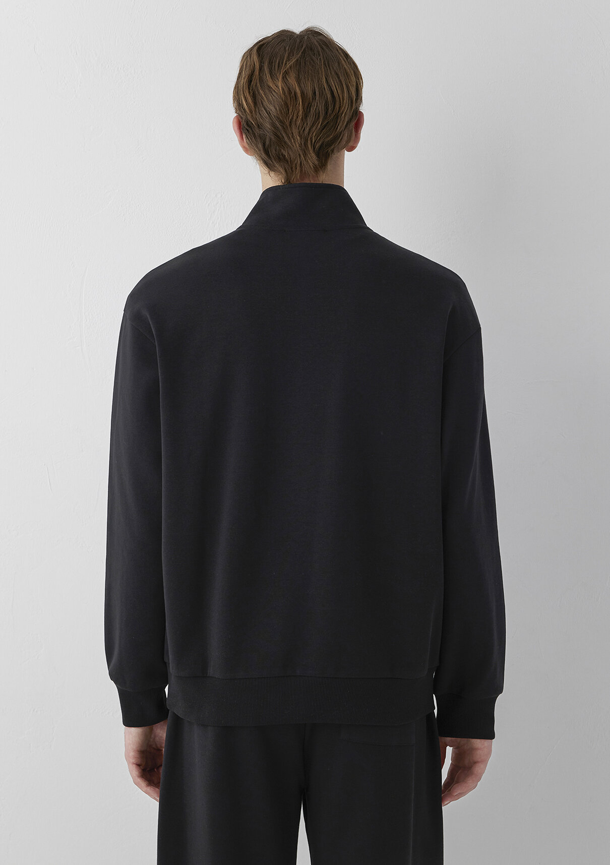 Mavi Logo Baskılı Yarı Fermuarlı Siyah İnterlok Sweatshirt görsel 5