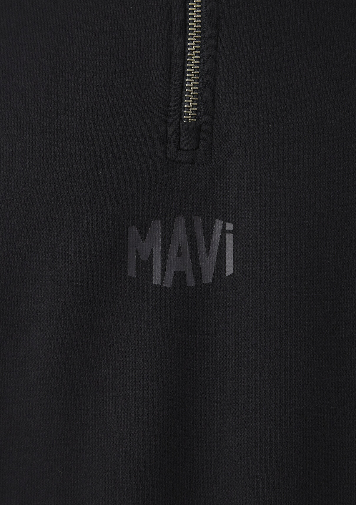Mavi Logo Baskılı Yarı Fermuarlı Siyah İnterlok Sweatshirt görsel 7