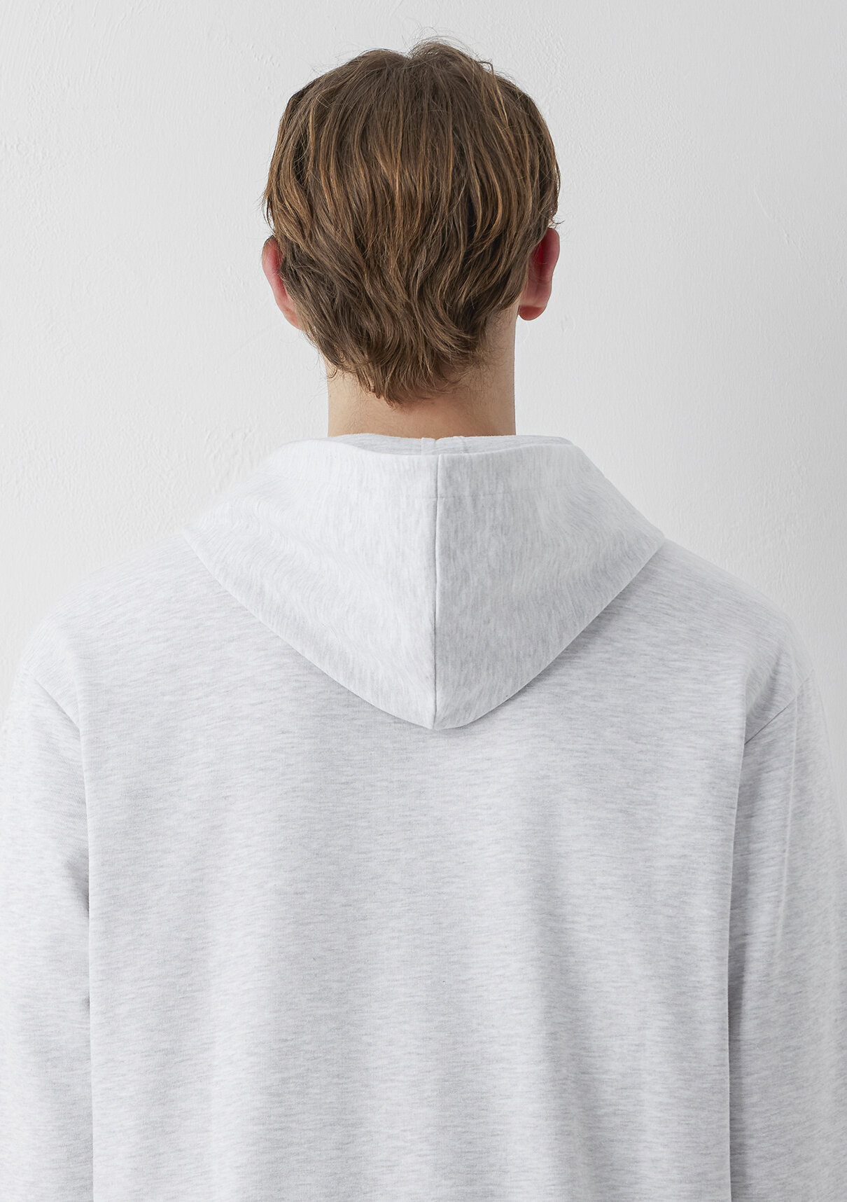 Mavi Logo Baskılı Kapüşonlu Fermuarlı Gri Sweatshirt görsel 5