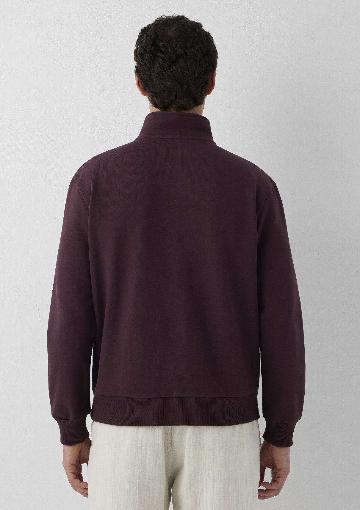 Mavi Yarı Fermuarlı Bordo Sweatshirt görsel 5