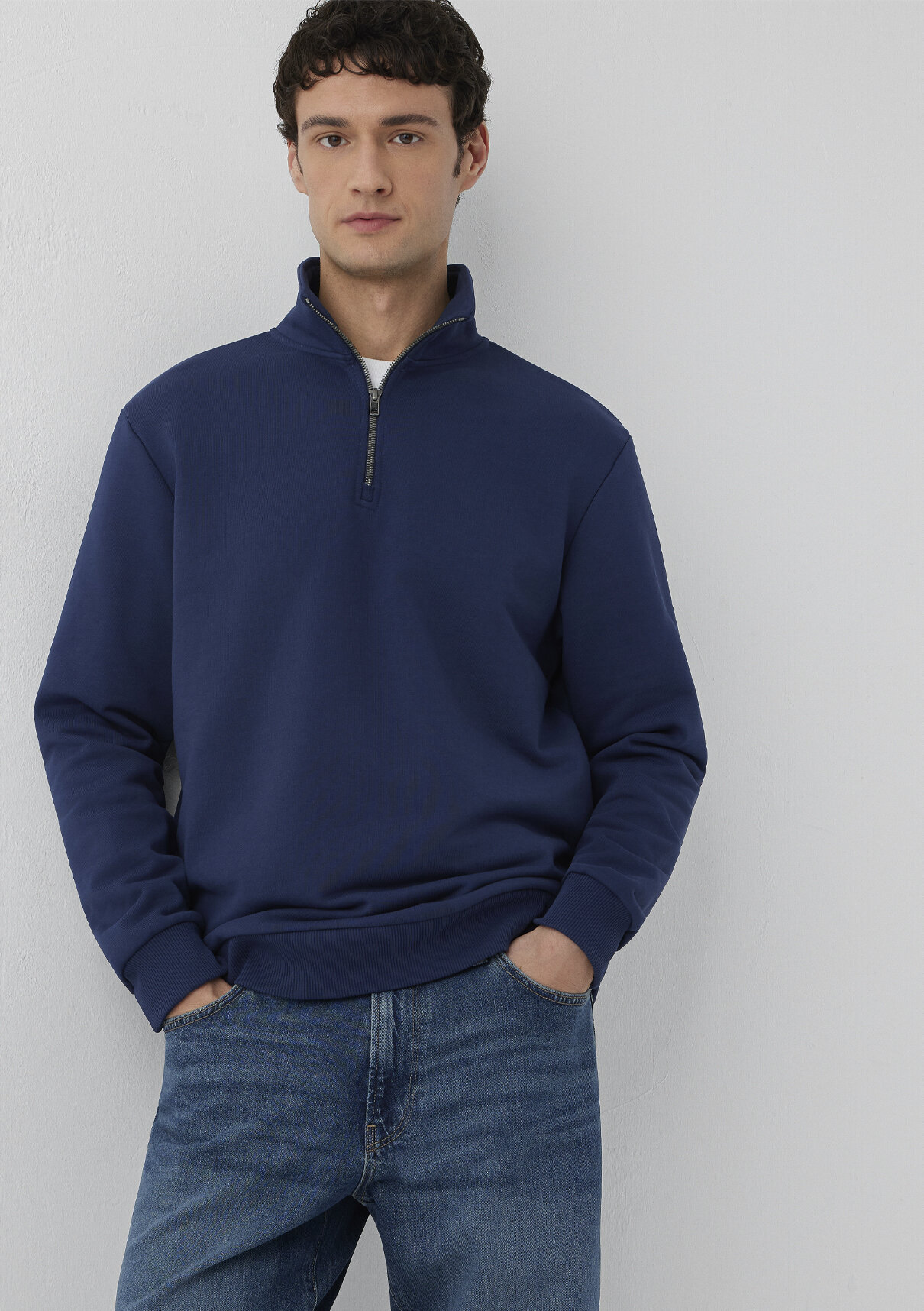 Mavi Yarı Fermuarlı Lacivert Basic Sweatshirt