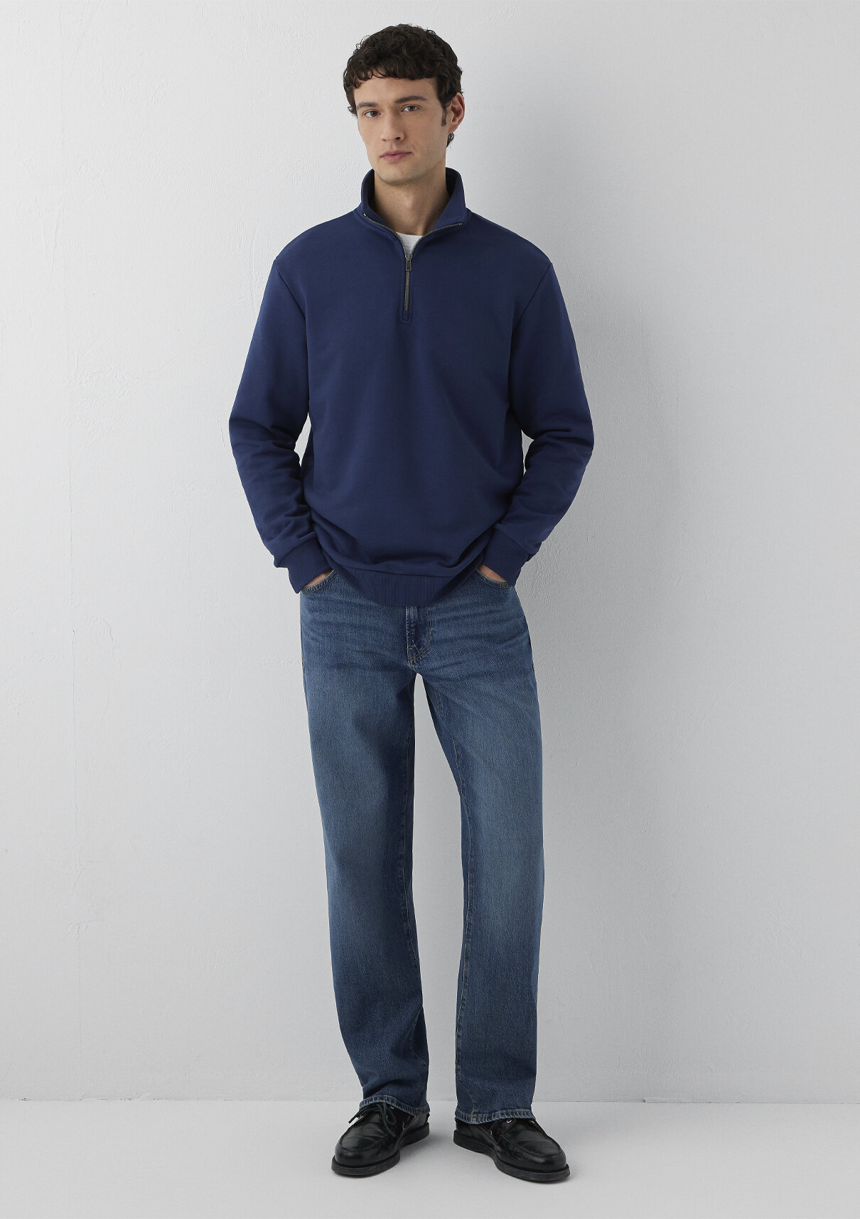 Mavi Yarı Fermuarlı Lacivert Basic Sweatshirt görsel 2