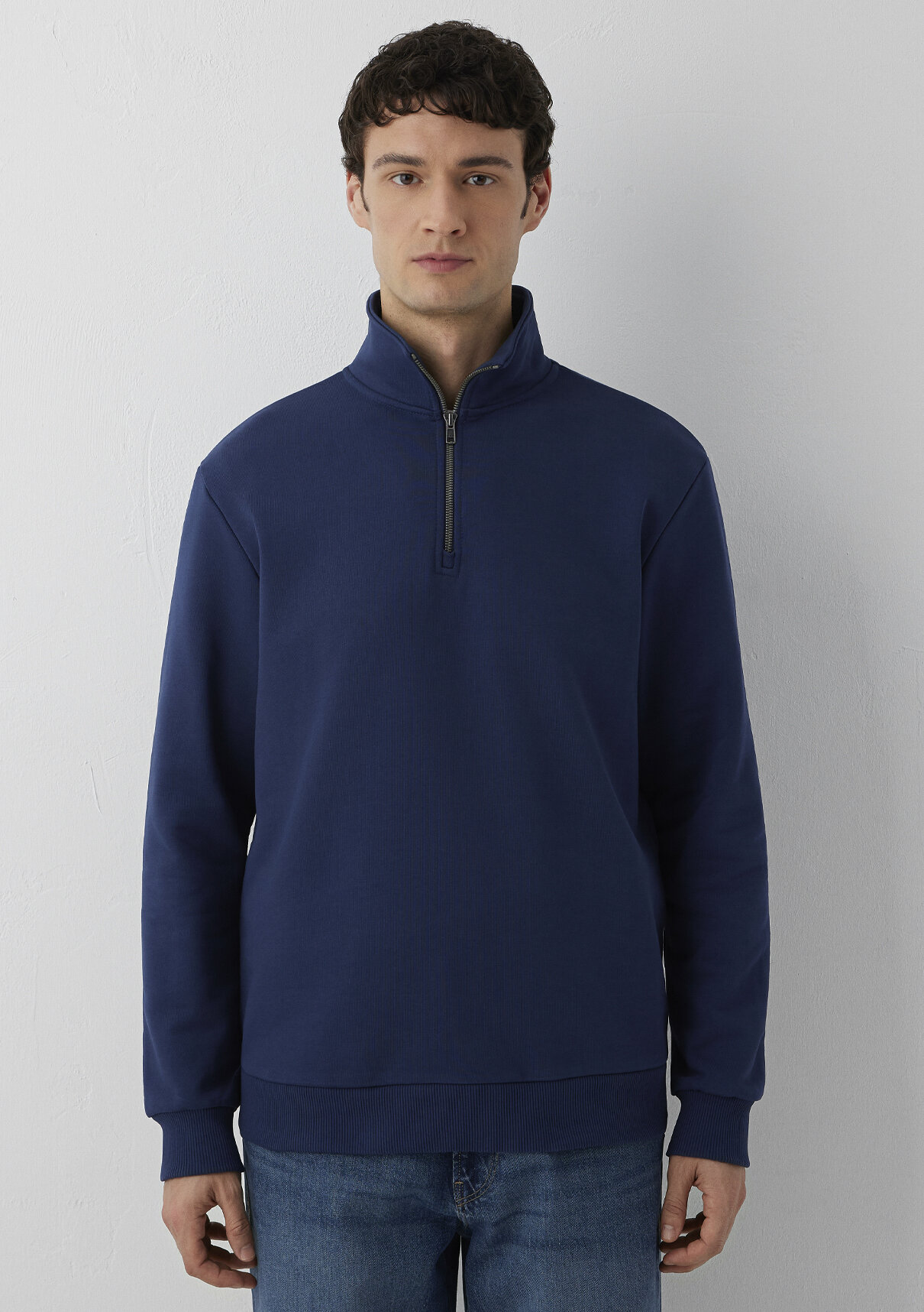 Mavi Yarı Fermuarlı Lacivert Basic Sweatshirt görsel 3
