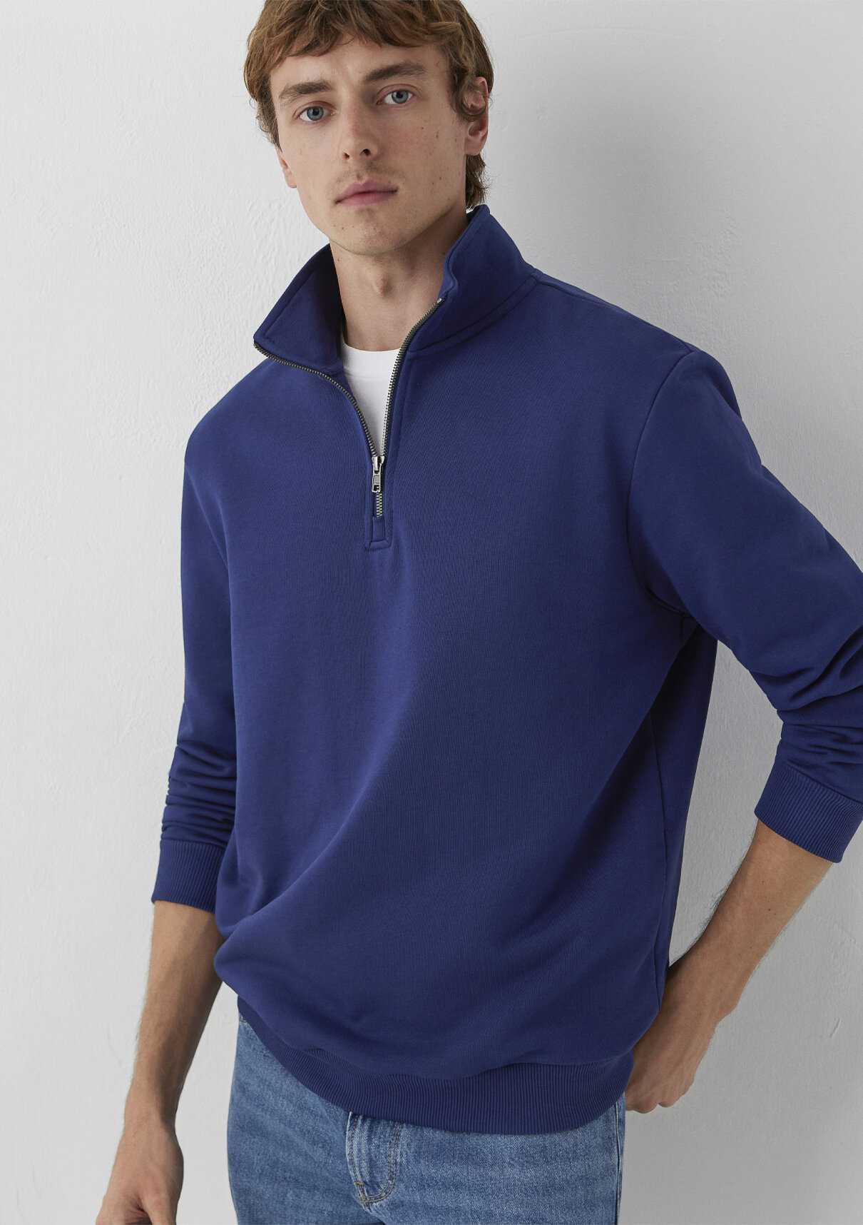Mavi Yarı Fermuarlı Lacivert Basic Sweatshirt