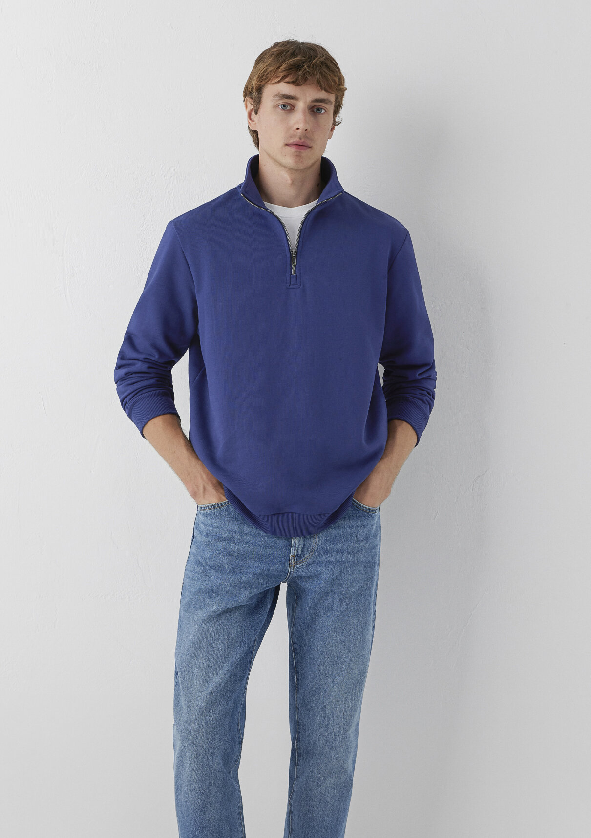 Mavi Yarı Fermuarlı Lacivert Basic Sweatshirt görsel 2