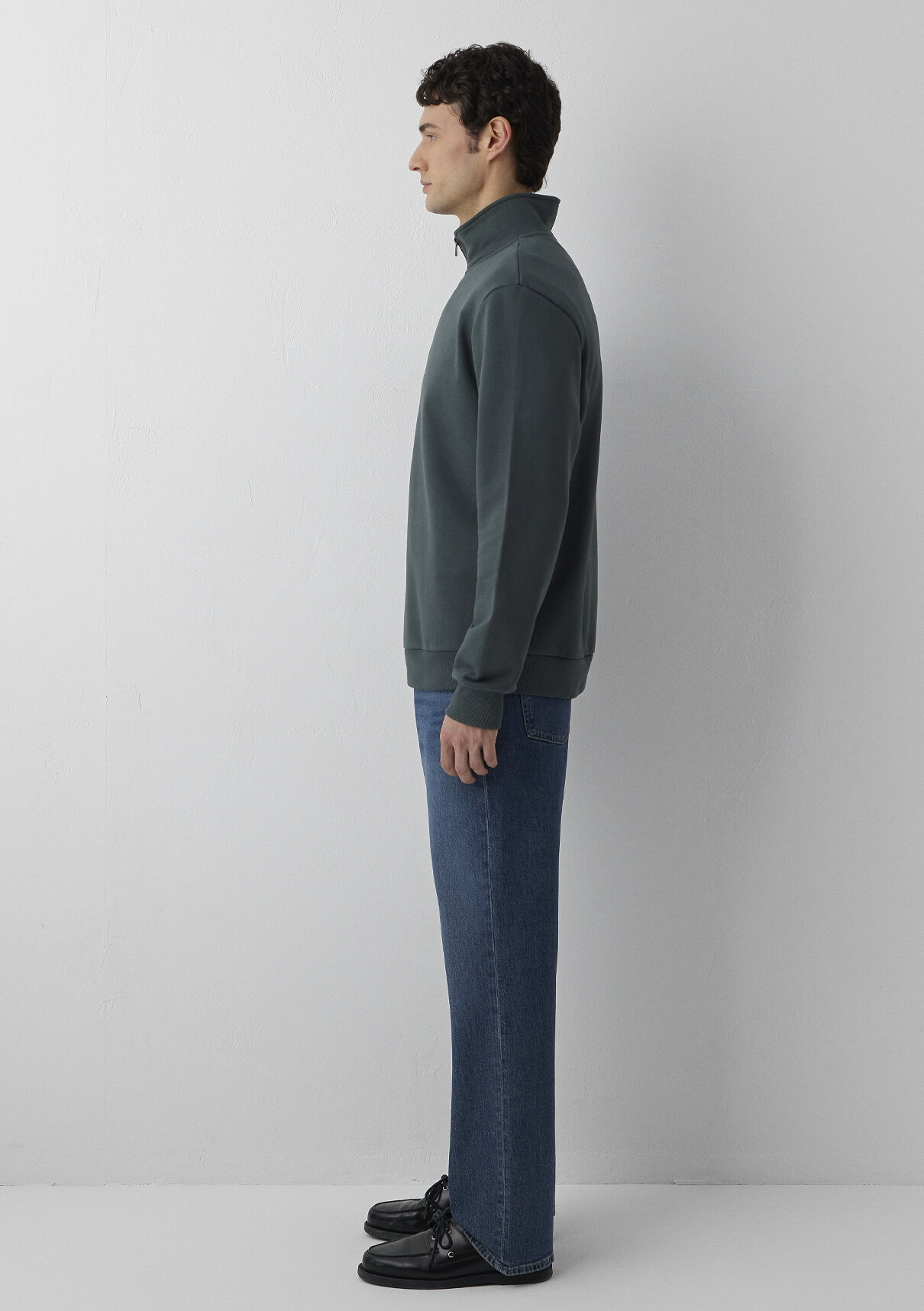 Mavi Yarı Fermuarlı Yeşil Basic Sweatshirt görsel 4