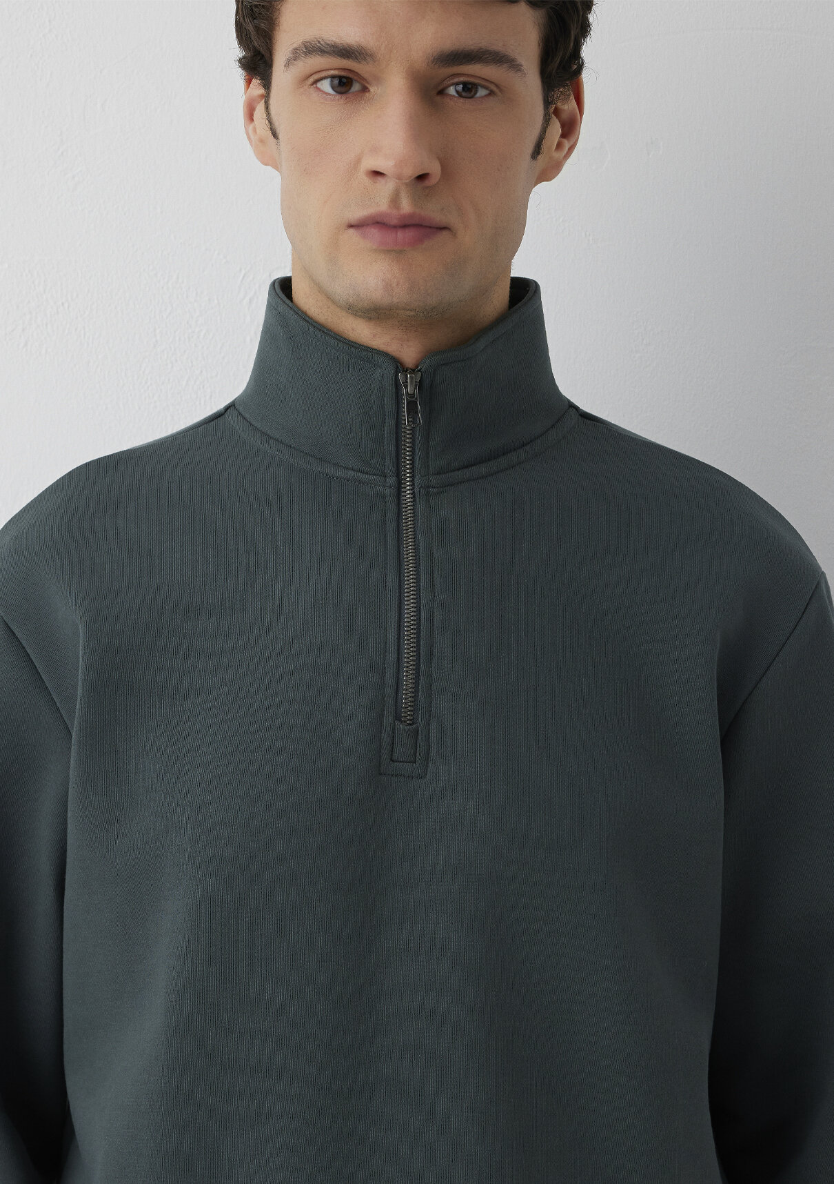 Mavi Yarı Fermuarlı Yeşil Basic Sweatshirt görsel 6