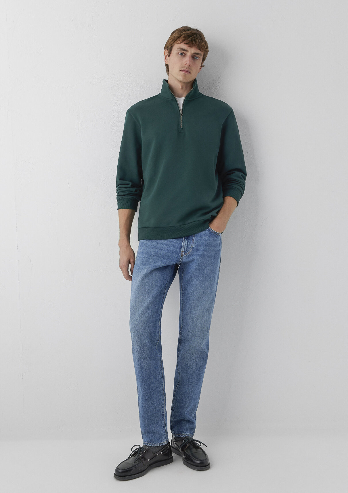 Mavi Yarı Fermuarlı Yeşil Basic Sweatshirt görsel 2