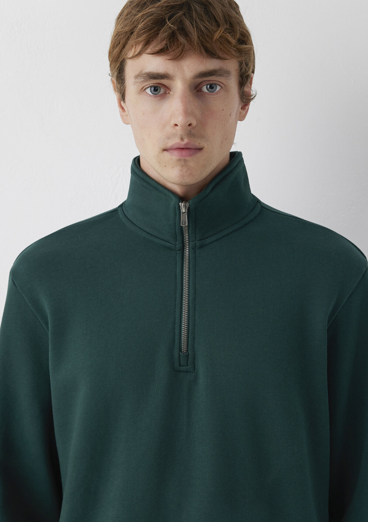 Mavi Yarı Fermuarlı Yeşil Basic Sweatshirt görsel 6