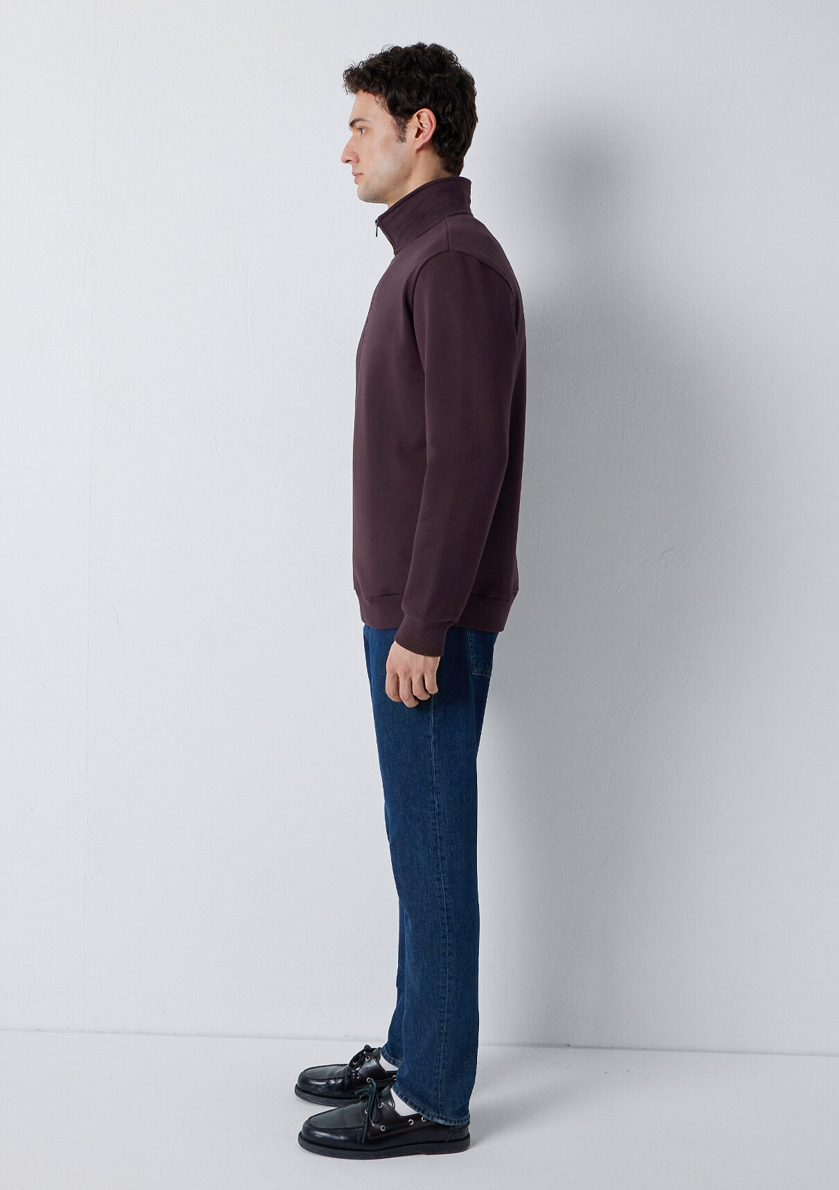 Mavi Yarı Fermuarlı Mor Basic Sweatshirt görsel 4