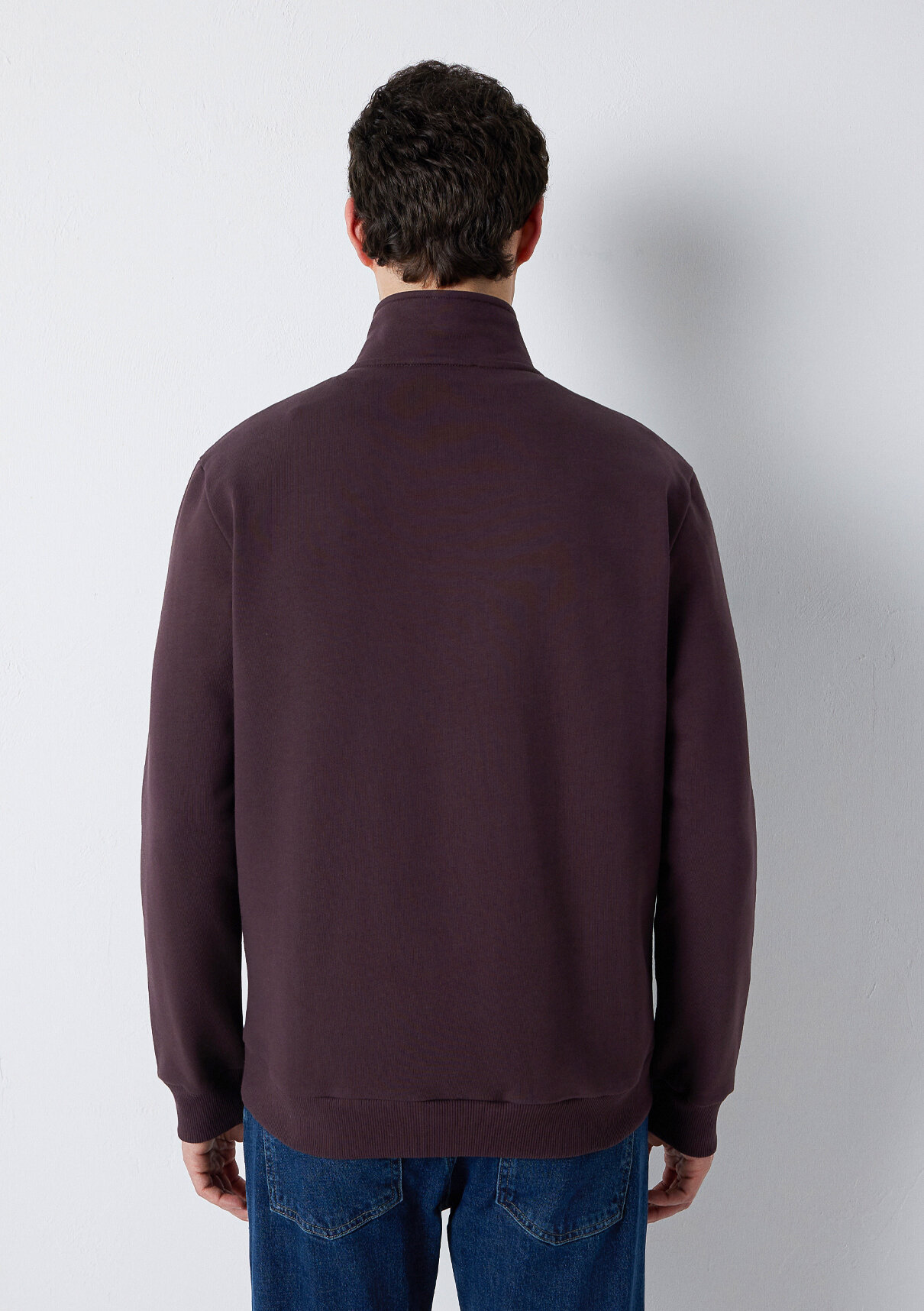 Mavi Yarı Fermuarlı Mor Basic Sweatshirt görsel 5